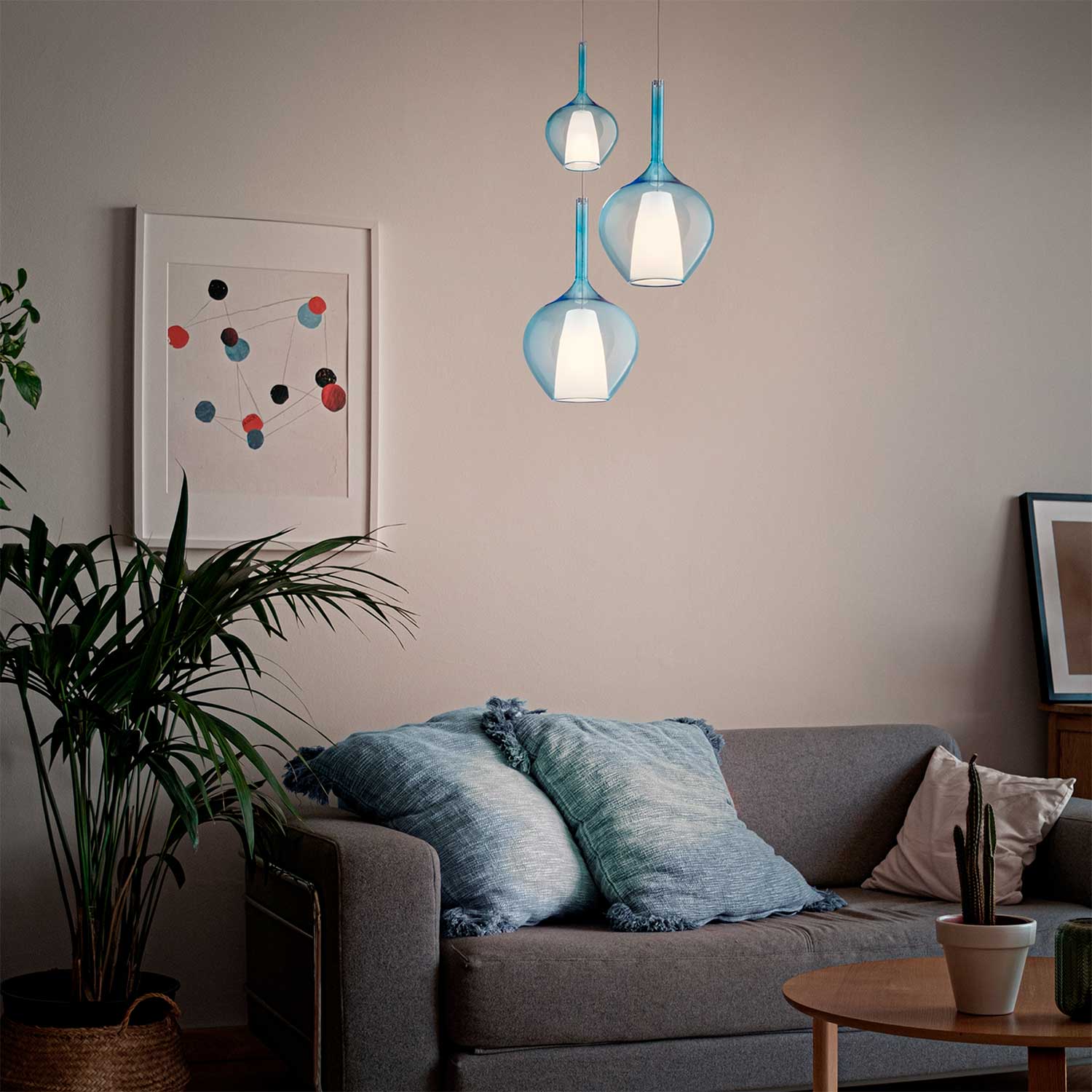 Kalique 1 - Suspension moderne en verre colorée design