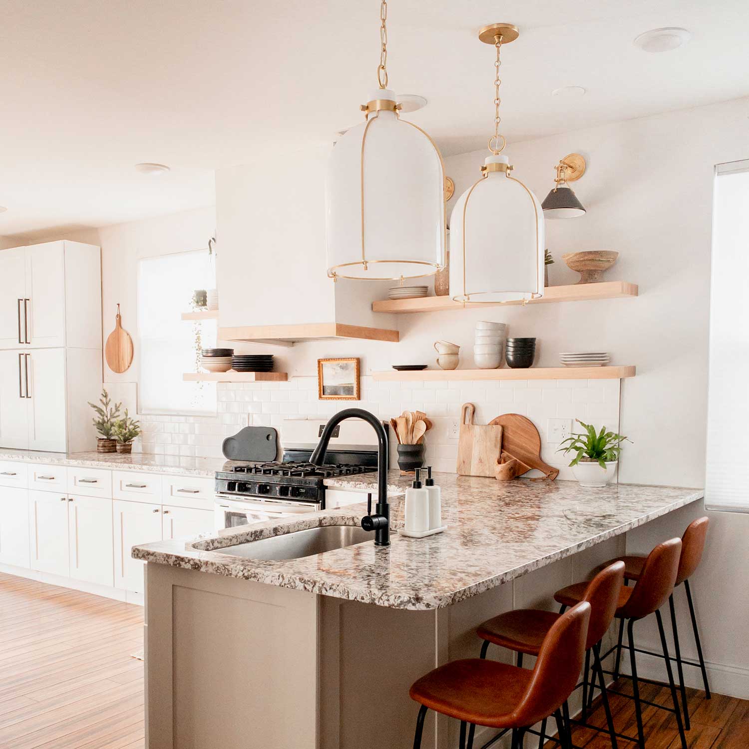 Eldridge - Vintage glass and brass pendant light for kitchen