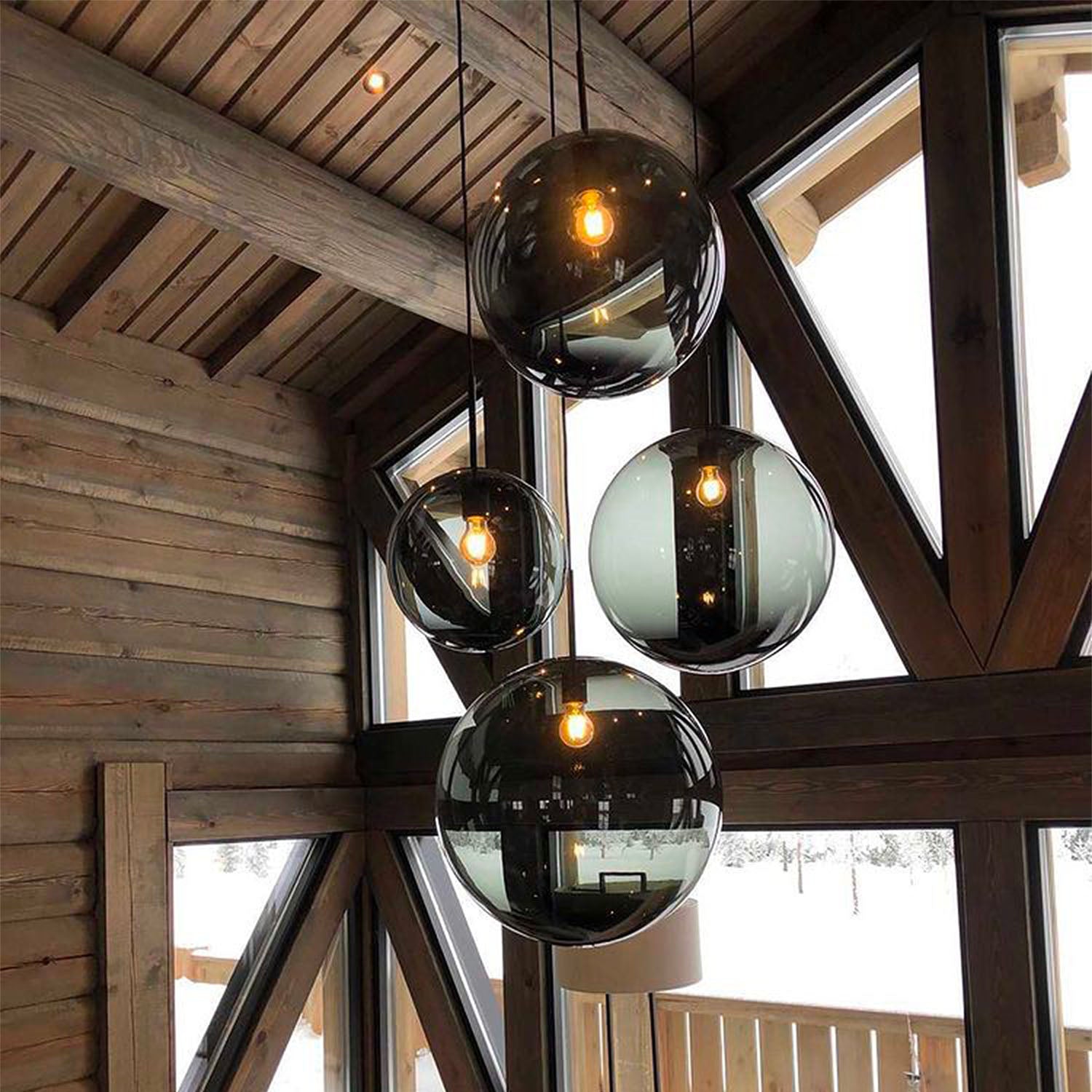 ARCHIVE 4014 - Handmade blown glass globe pendant light