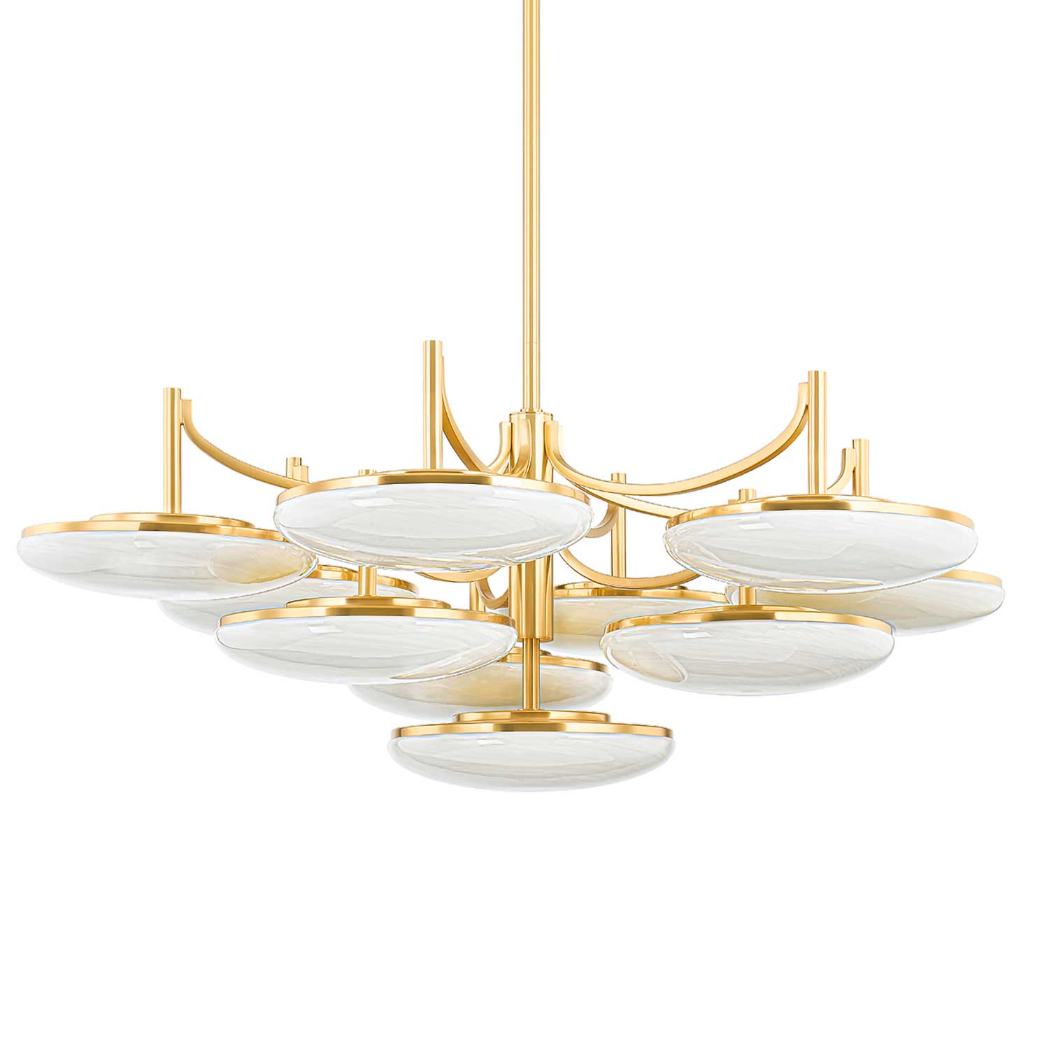 Bregman - goldener Kronleuchter und Design-Glas im Art-Déco-Stil für Wohnzimmer