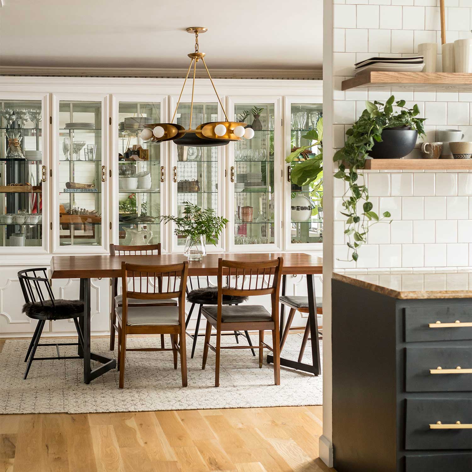 Hopper - Lámpara colgante industrial negra y dorada para salón