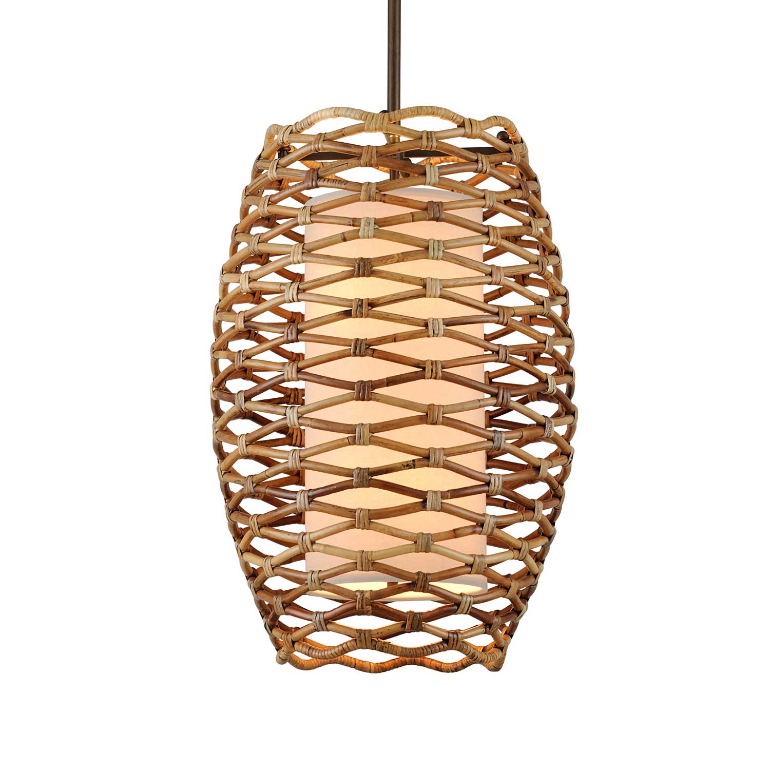 Balboa - Gran lámpara de ratán y lino para salón étnico
