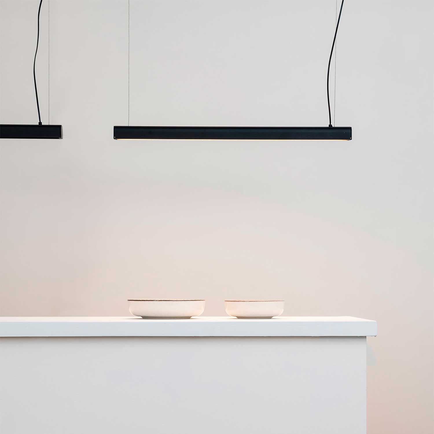 Vico - Suspension led noire linéaire pour cuisine moderne