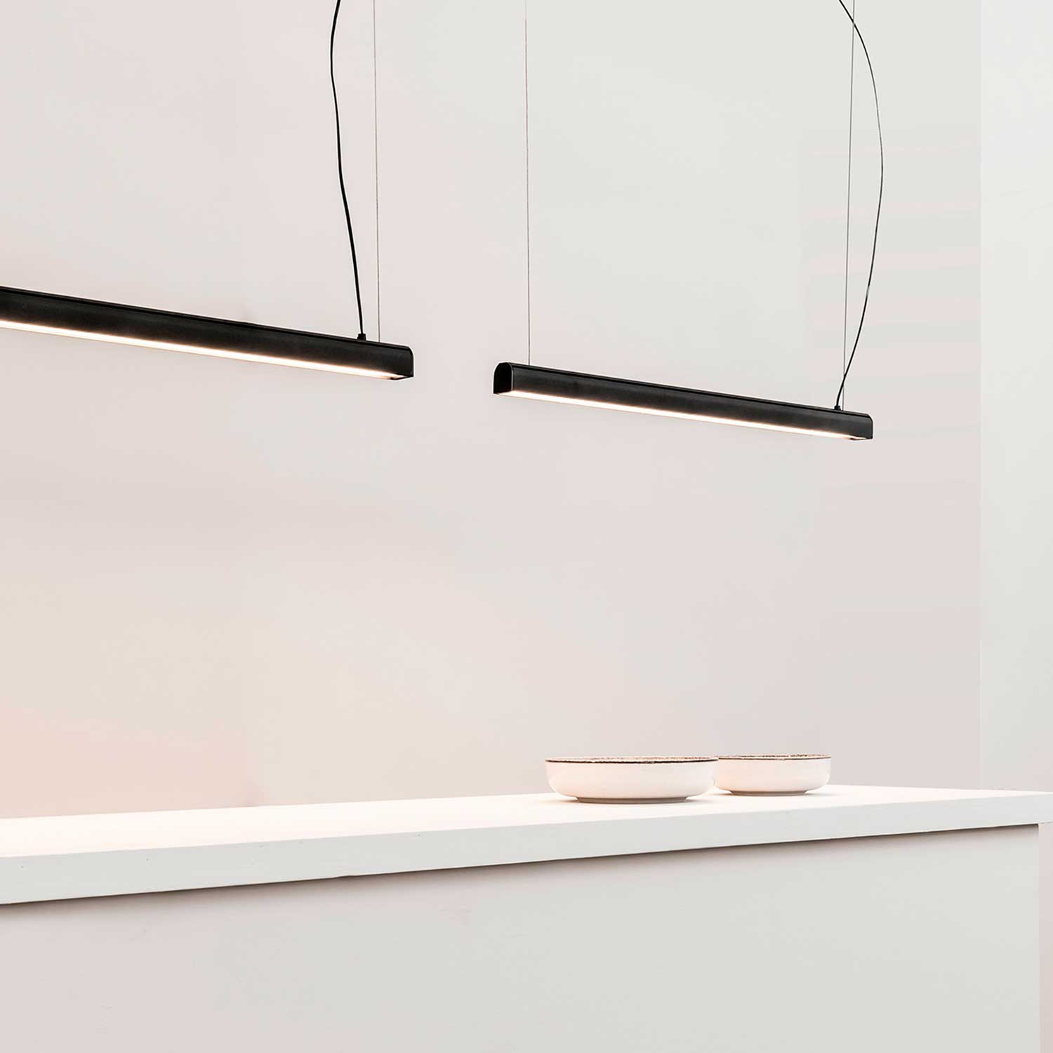 Vico - Suspension led noire linéaire pour cuisine moderne