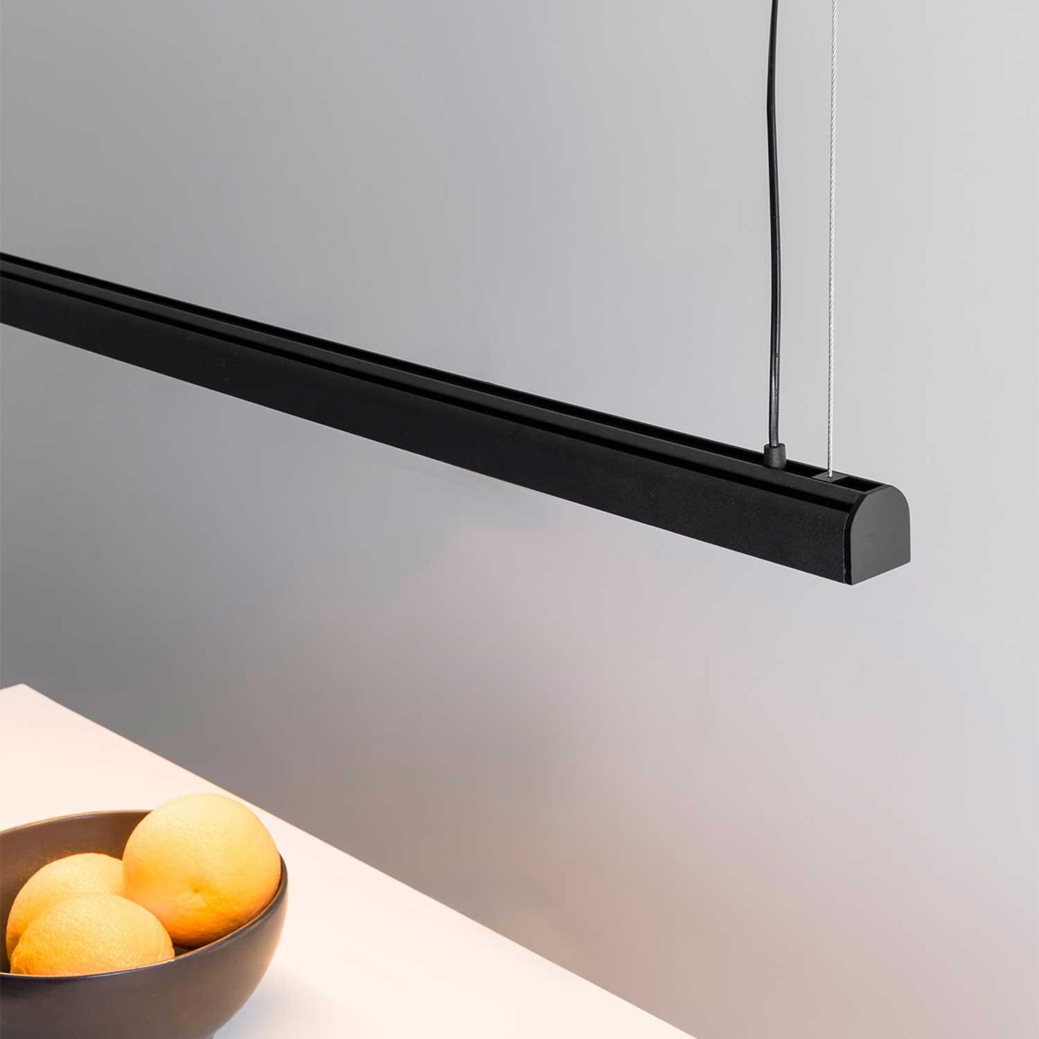 Vico - Suspension led noire linéaire pour cuisine moderne