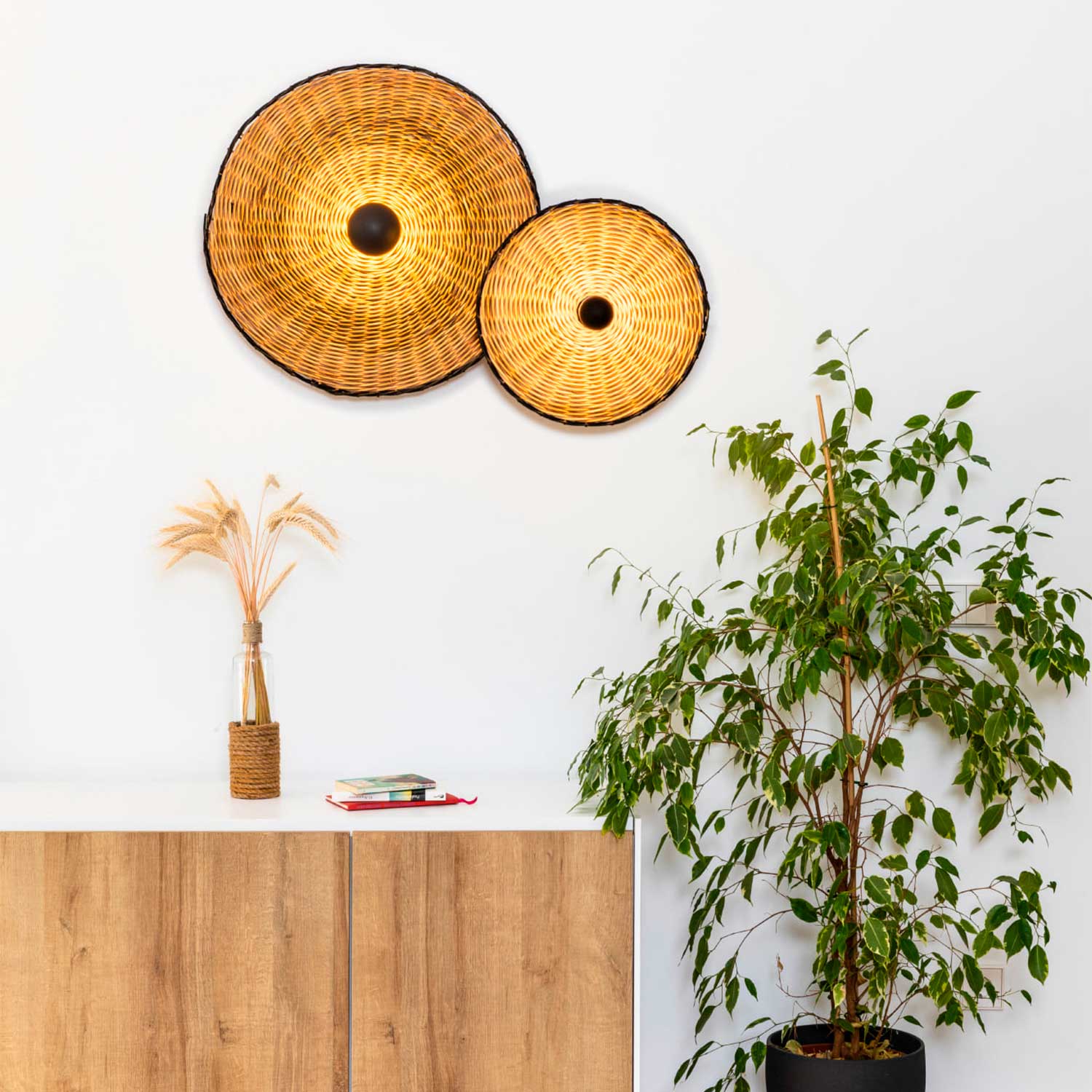 Costas - Plafonnier mural en bambou salon bohème