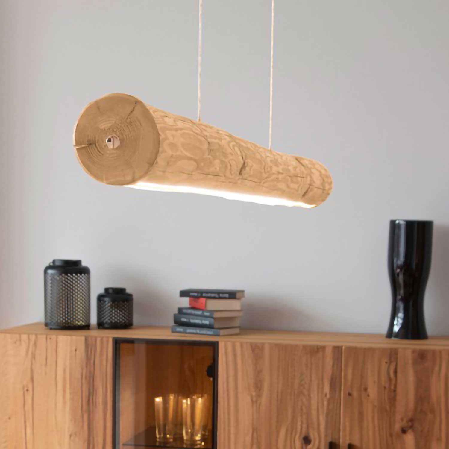 Polaris - Sospensione led tronco di legno stile chalet