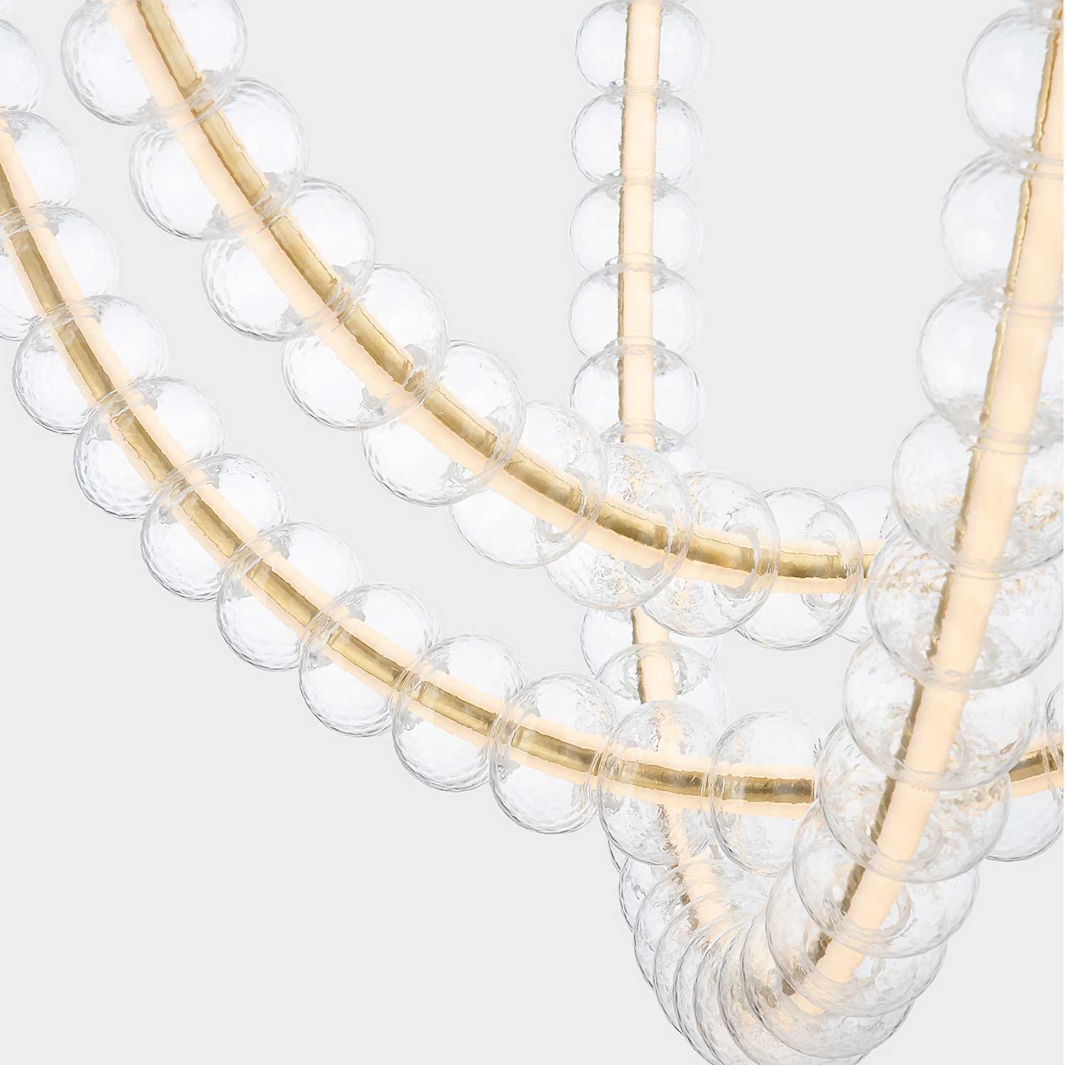 Celeste - Luxuriöser XXL goldener Kronleuchter mit LED-Röhre für Wohnzimmer oder Flur