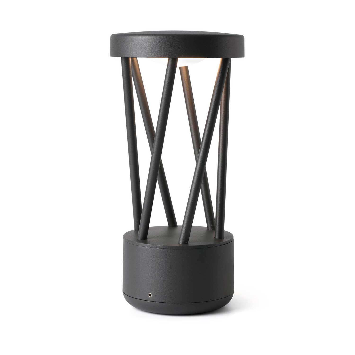 Twist - Dark gray steel design bollard with LED