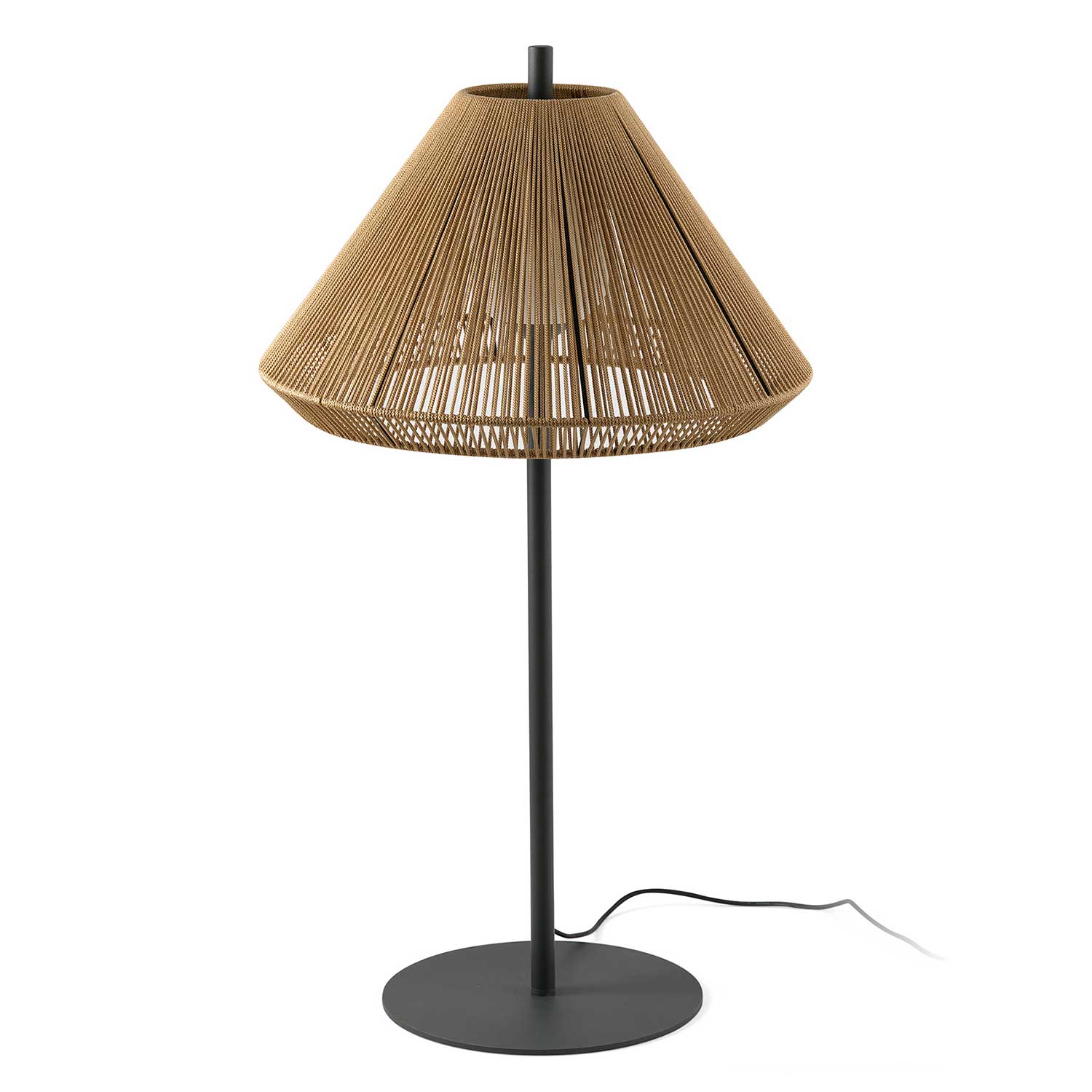 Saigon - Lampada da terra esterna moderna paralume intrecciato