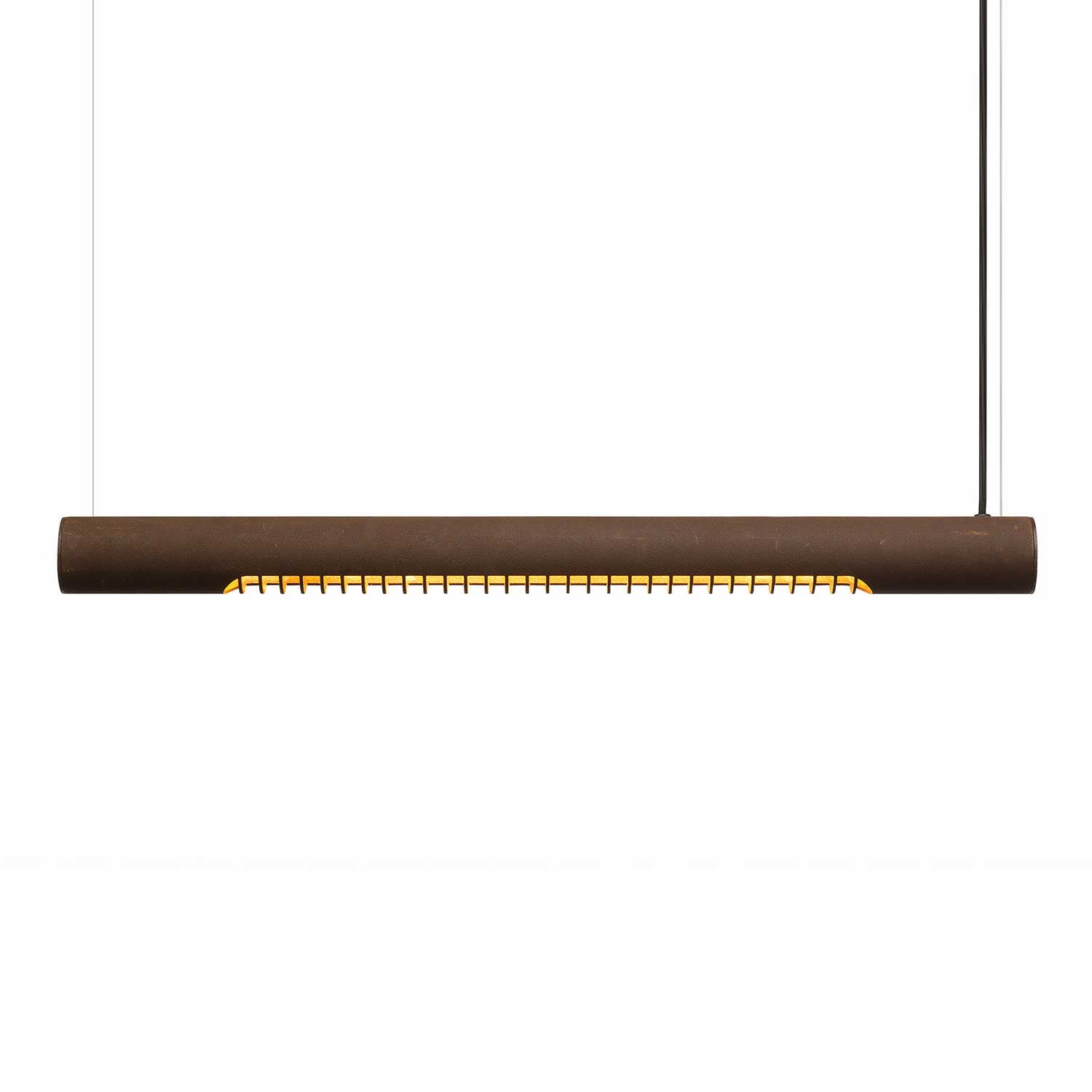 Roest Horizontal Linear - Tubo de suspensión de acero oxidado con led