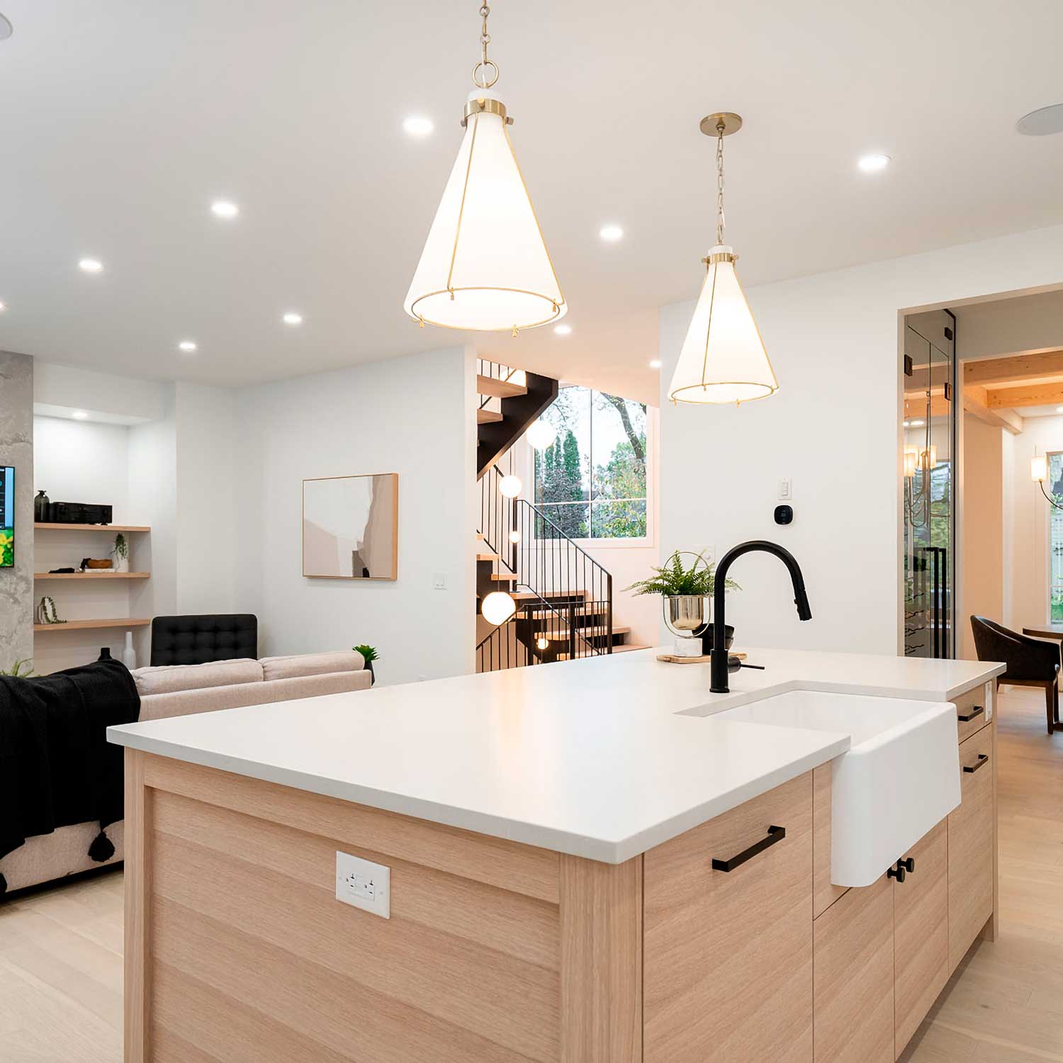 Eldridge - Vintage glass and brass pendant light for kitchen