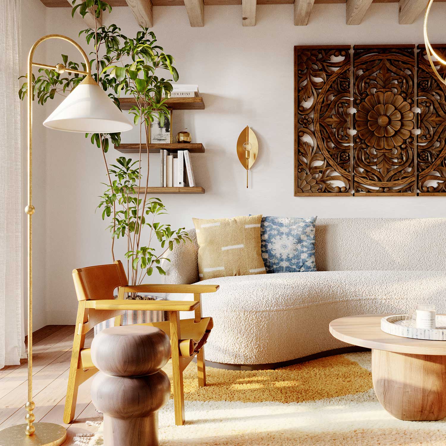 Sang - Brass floor lamp for living room