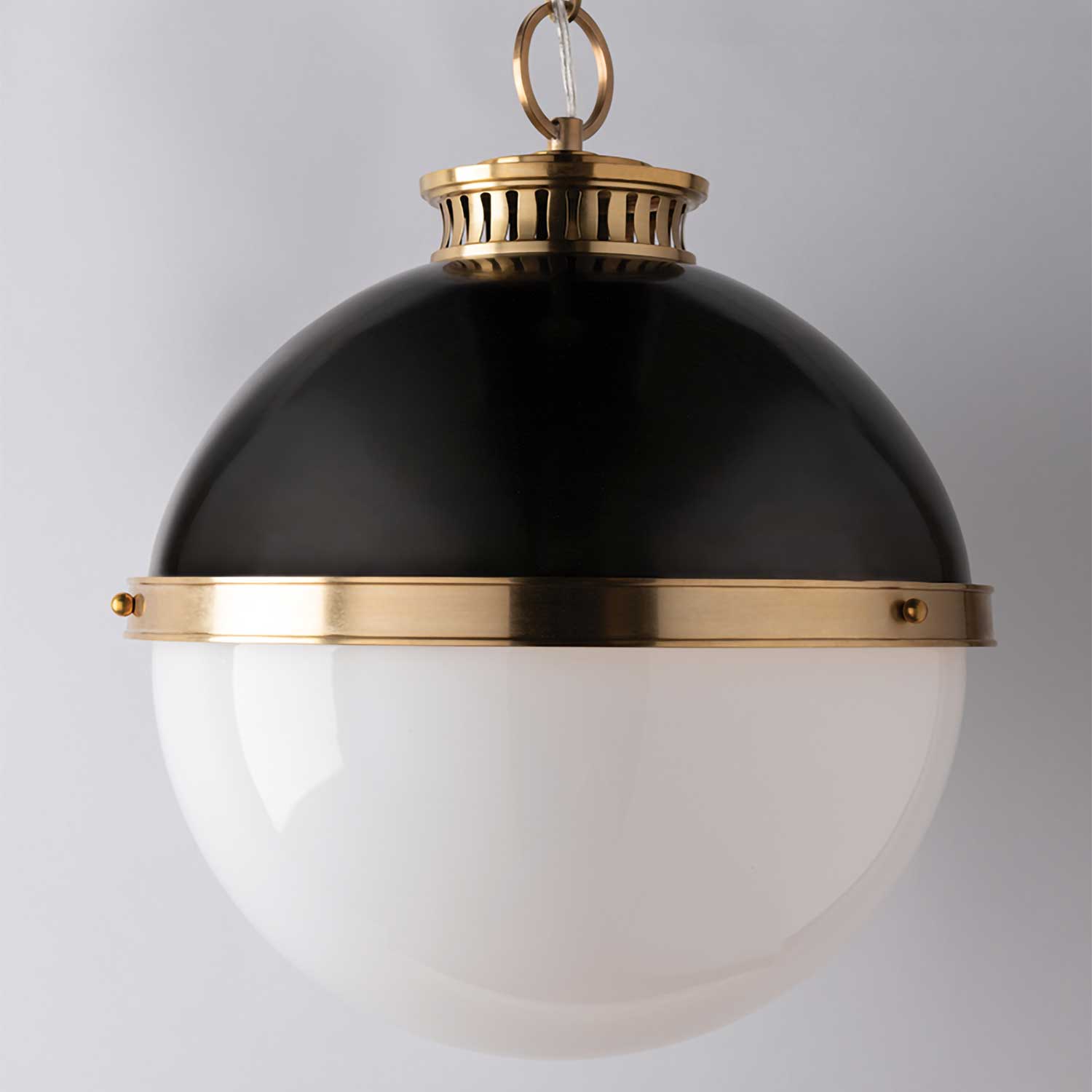 Latham - Glass and bronze ball pendant light for vintage living room