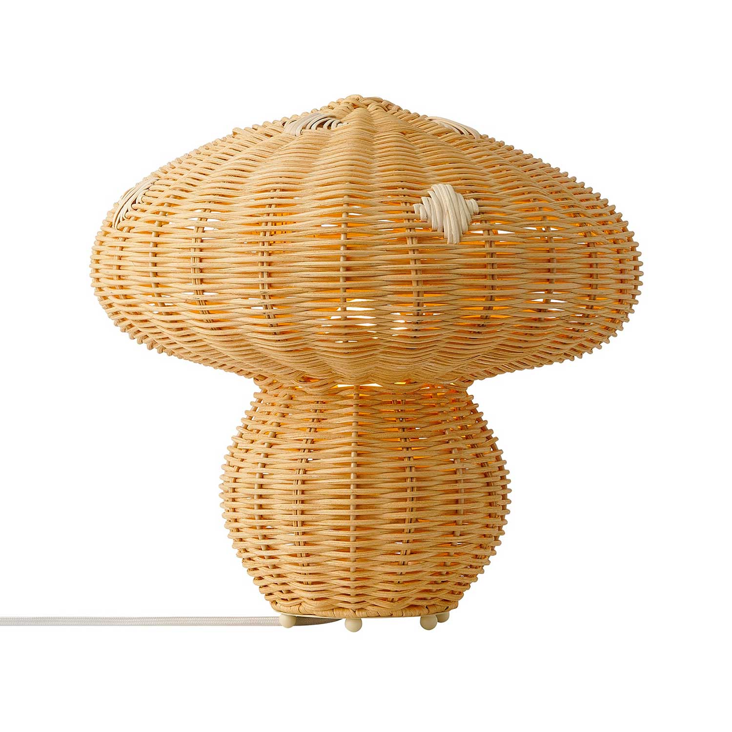 Allie - Lampe à poser champignon en rotin pour chambre enfant