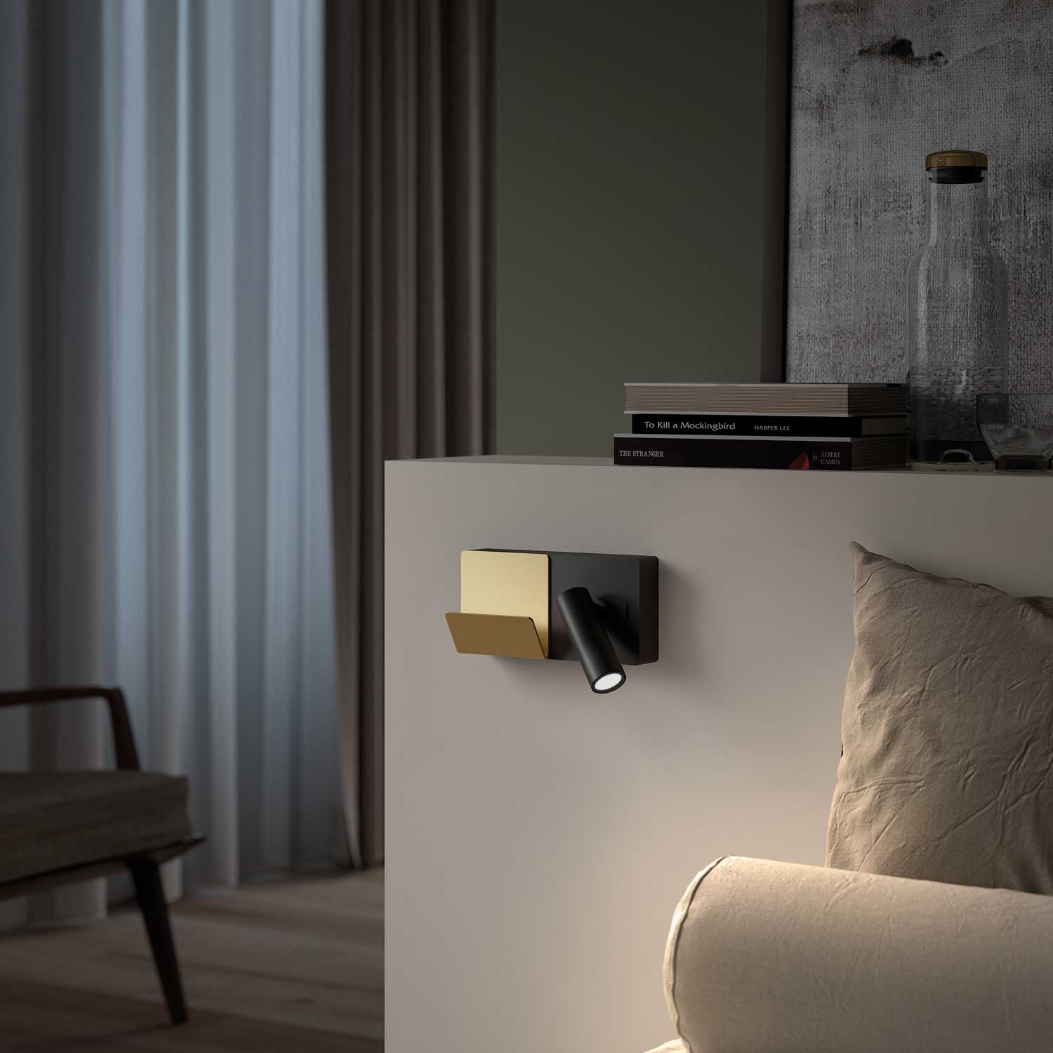 E-lampe Mini - LED-Wandleuchte mit Leselicht und USB-C-Ladegerät