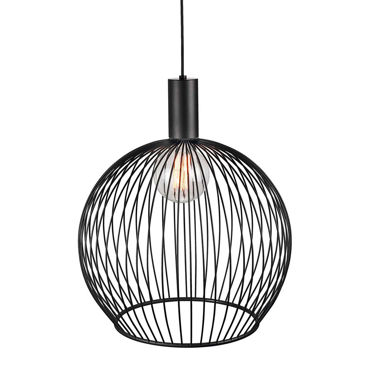 Aver - Suspension ajourée en métal noir, design sculptural et style industriel