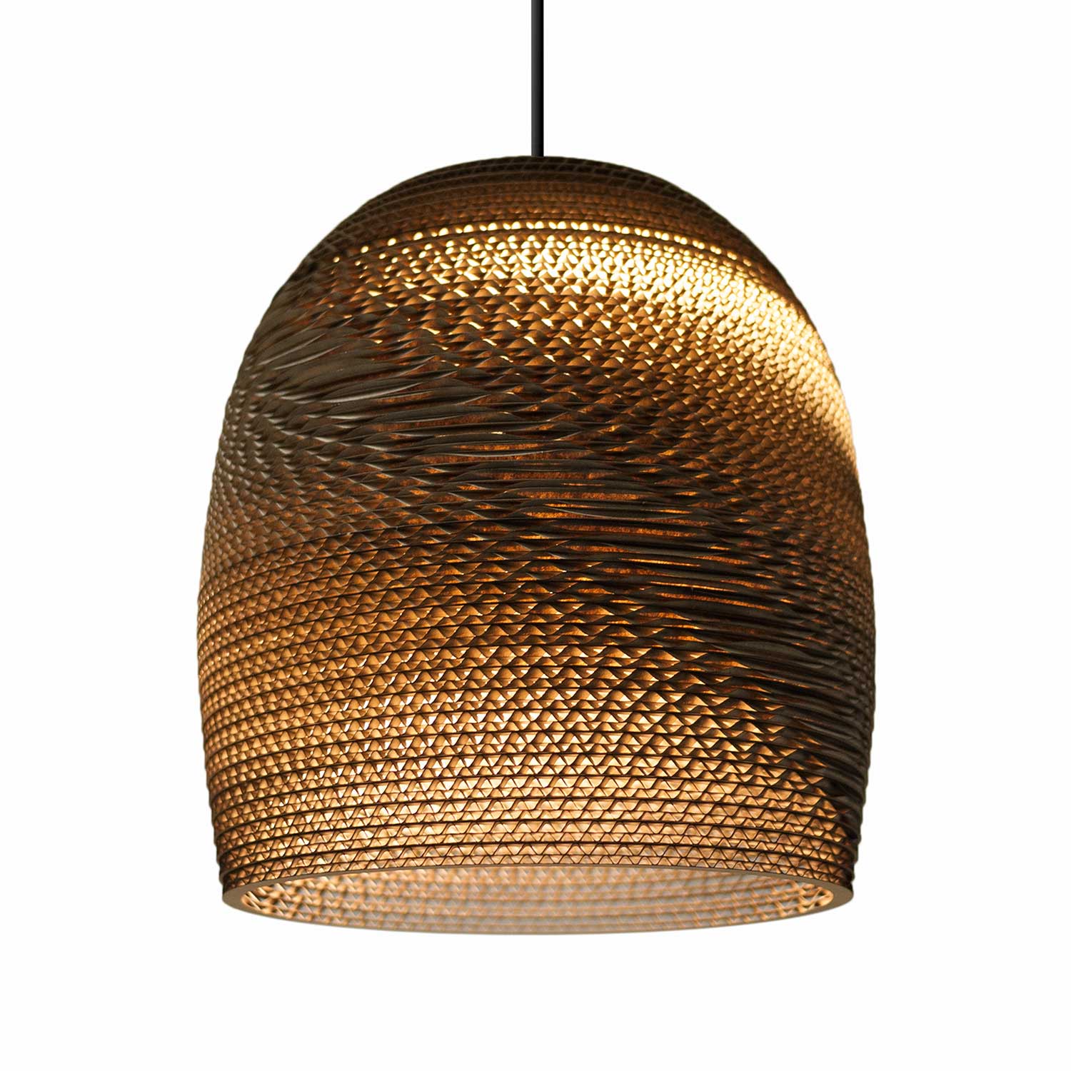 Scraplights Bell - дизайнерская подвесная лампа в форме колокольчика из переработанного картона
