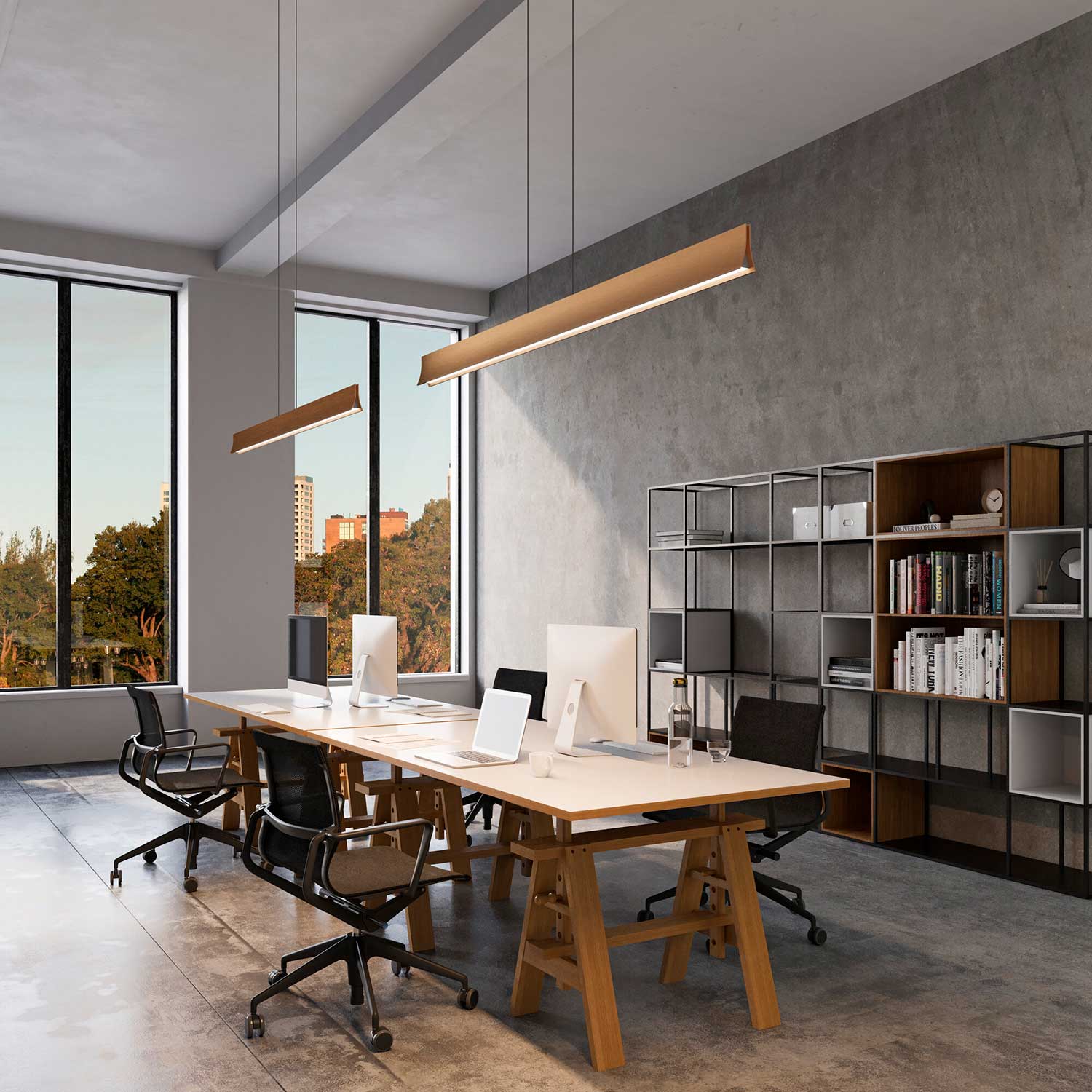 Bravo - Suspension LED haut et bas doré design pour cuisine