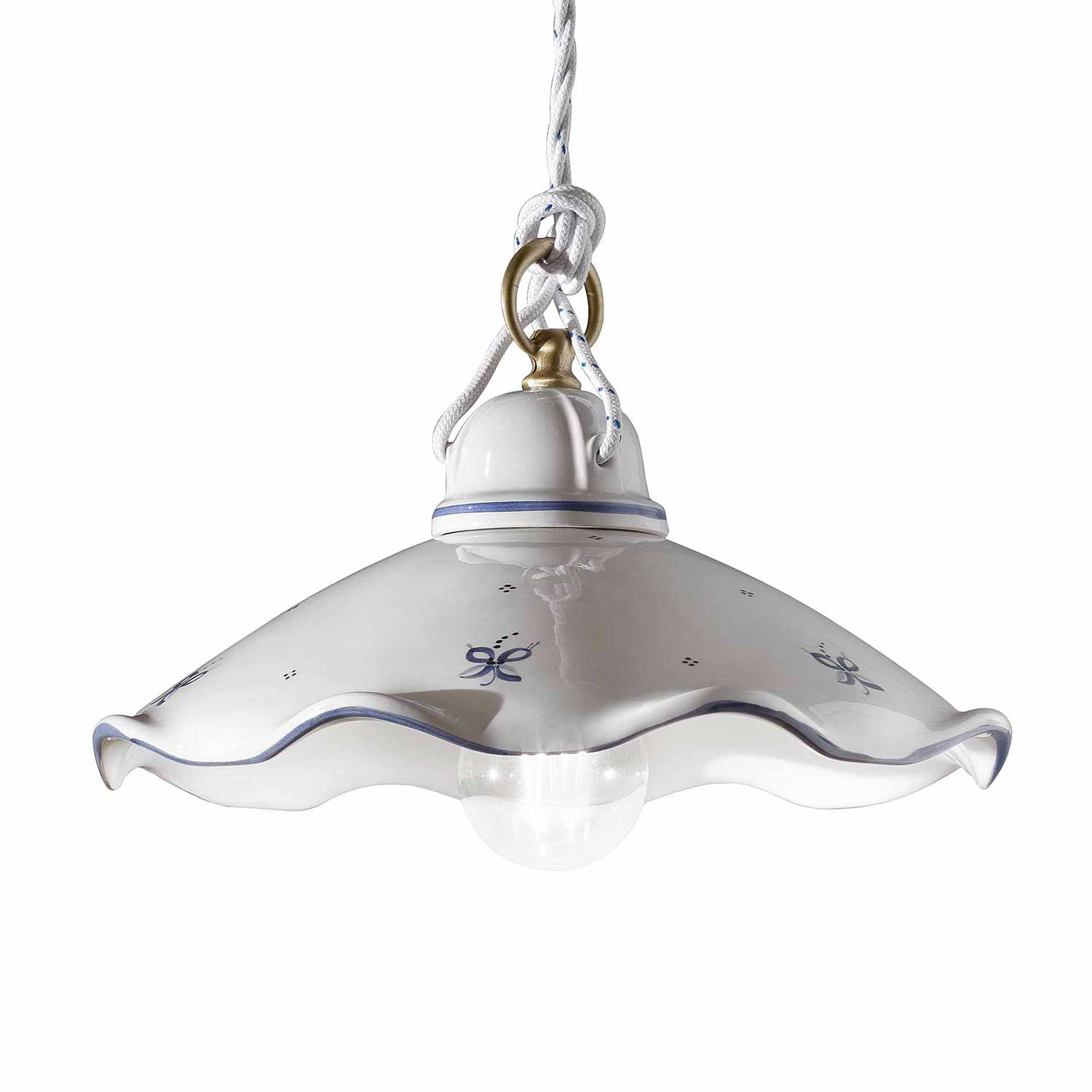 Belluno - Luminaire vintage blanc avec fleurs en céramique