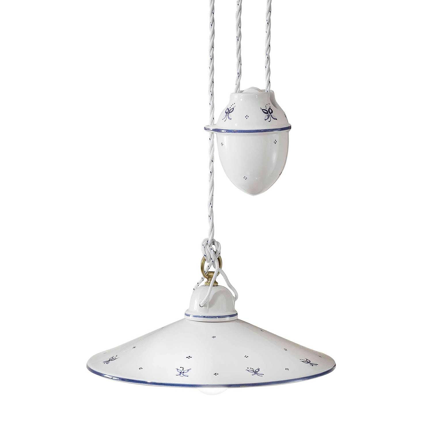 Asti - Lustre cuisine vintage en céramique blanche et fleurs