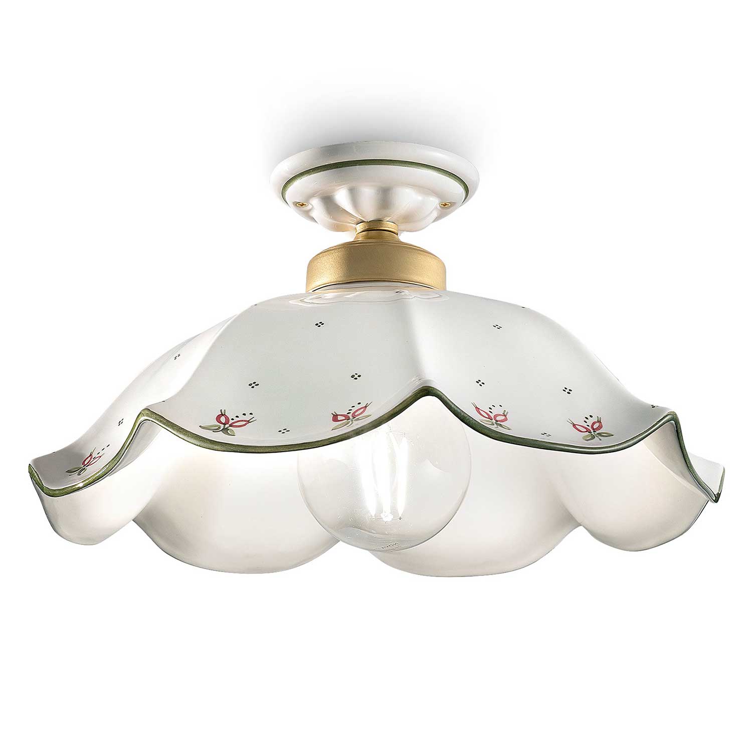 Belluno - Plafonnier blanc en céramique style ancien