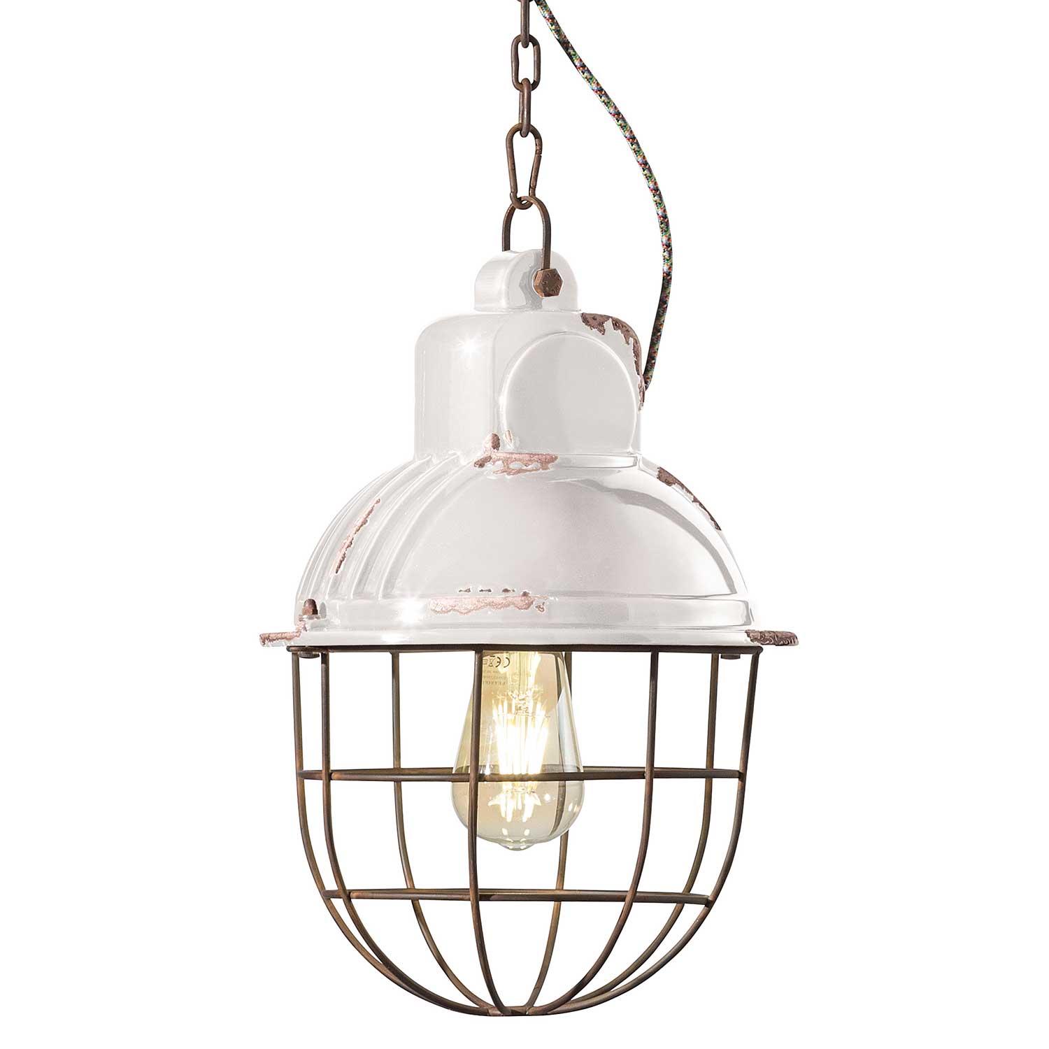 Industrial - Industrielle Hängeleuchte aus Keramik und Stahl