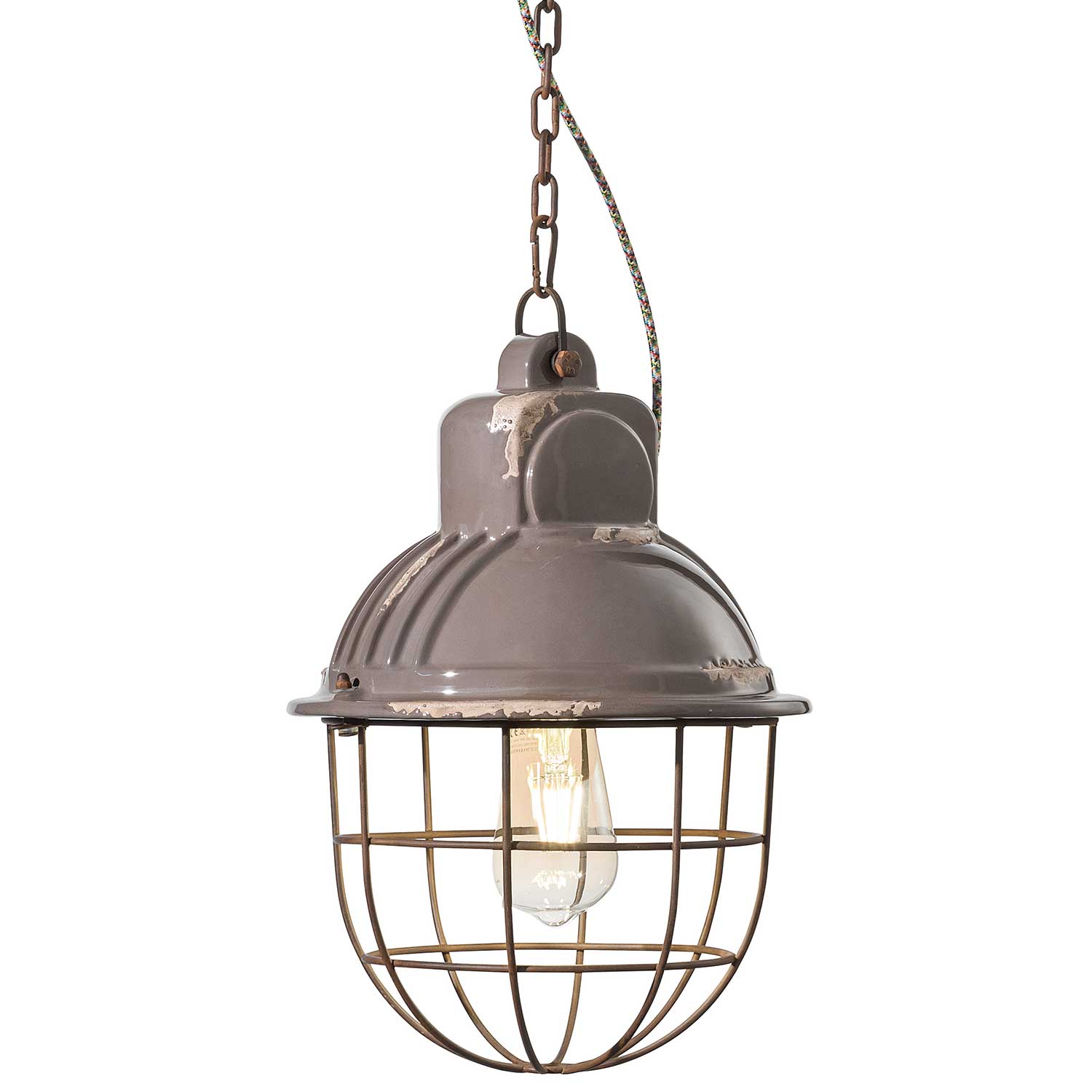 Industrial - Industrielle Hängeleuchte aus Keramik und Stahl