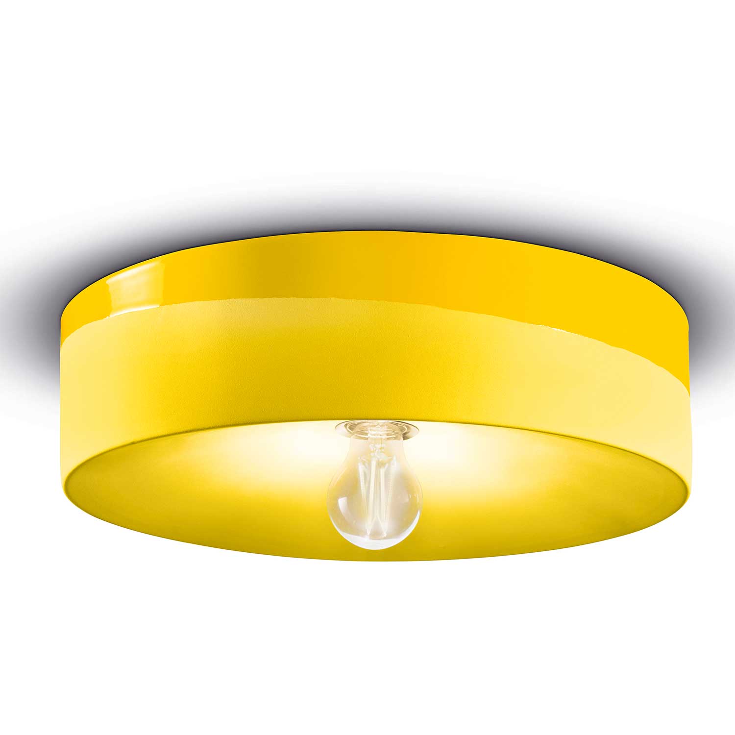 Pi - Plafonnier rond en céramique coloré pour salon contemporain