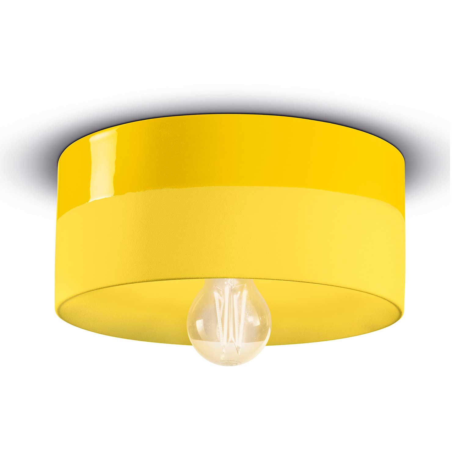 Pi - Plafonnier rond en céramique coloré pour salon contemporain