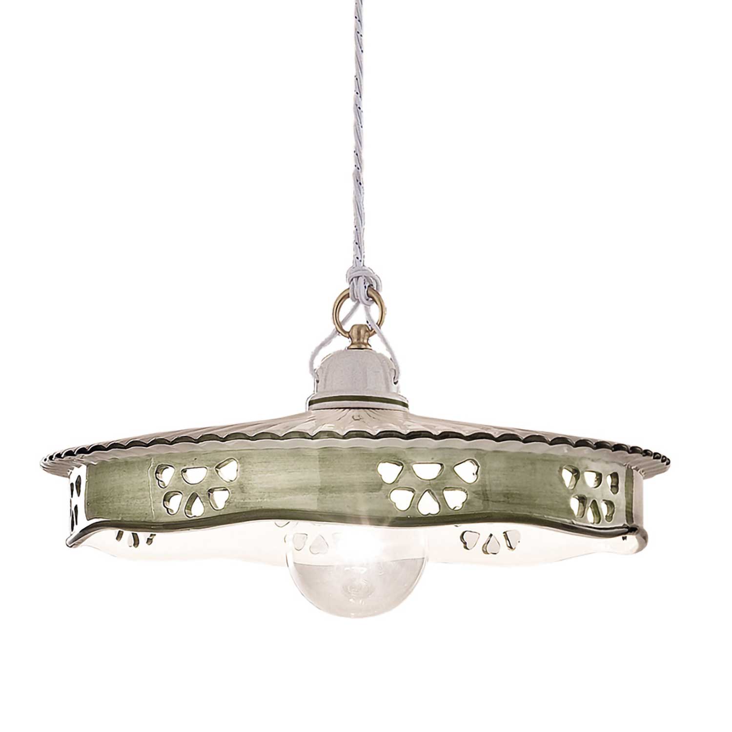 Alessandria - Lustre vintage en céramique vert olive pour cuisine