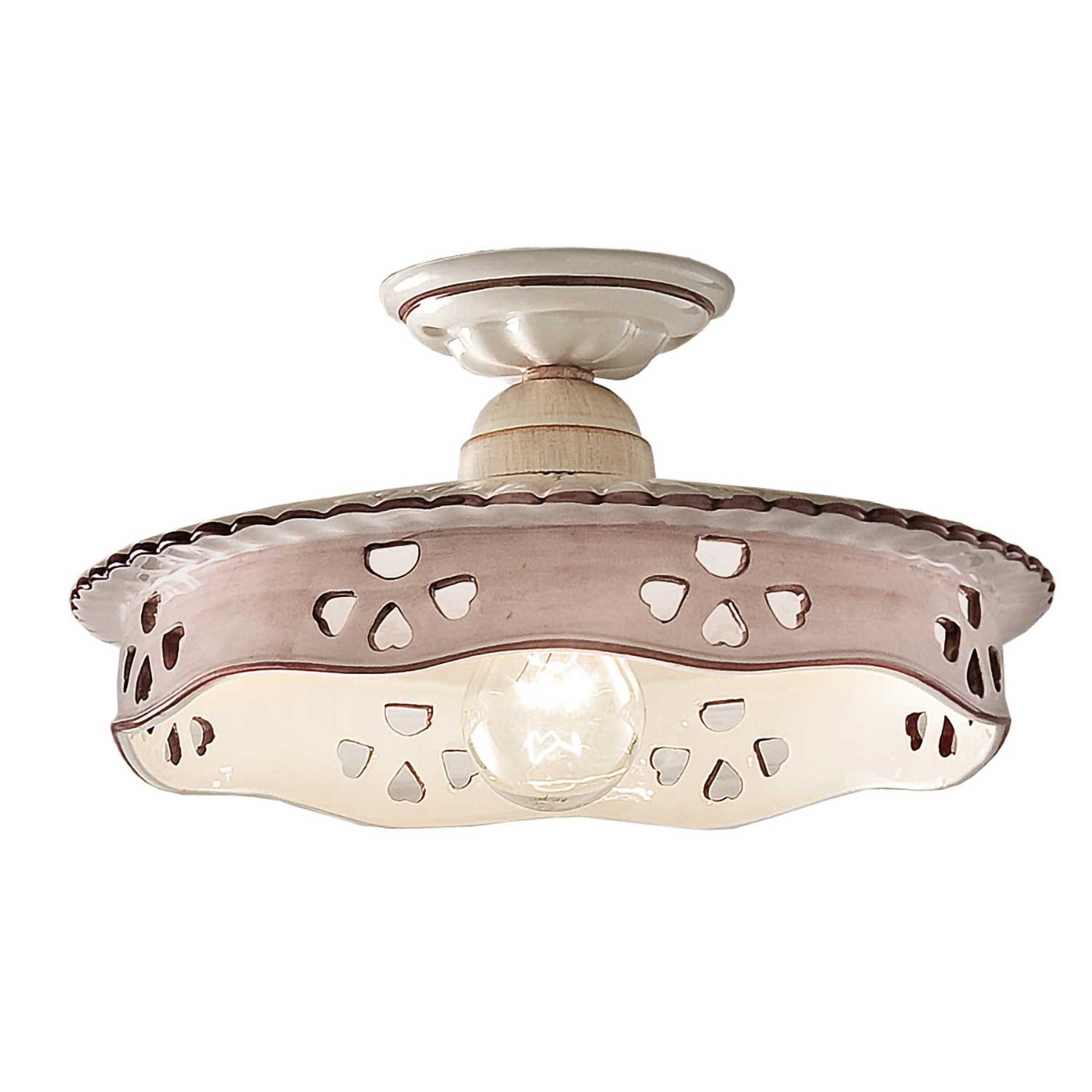 Alessandria - Plafonnier shabby chic en céramique rosée