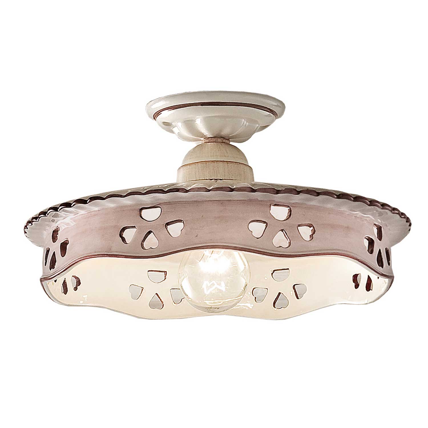 Alessandria - Plafonnier shabby chic en céramique rosée