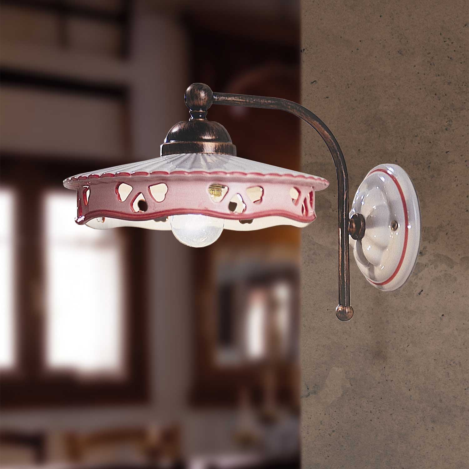 Alessandria - Applique murale vintage en céramique rose