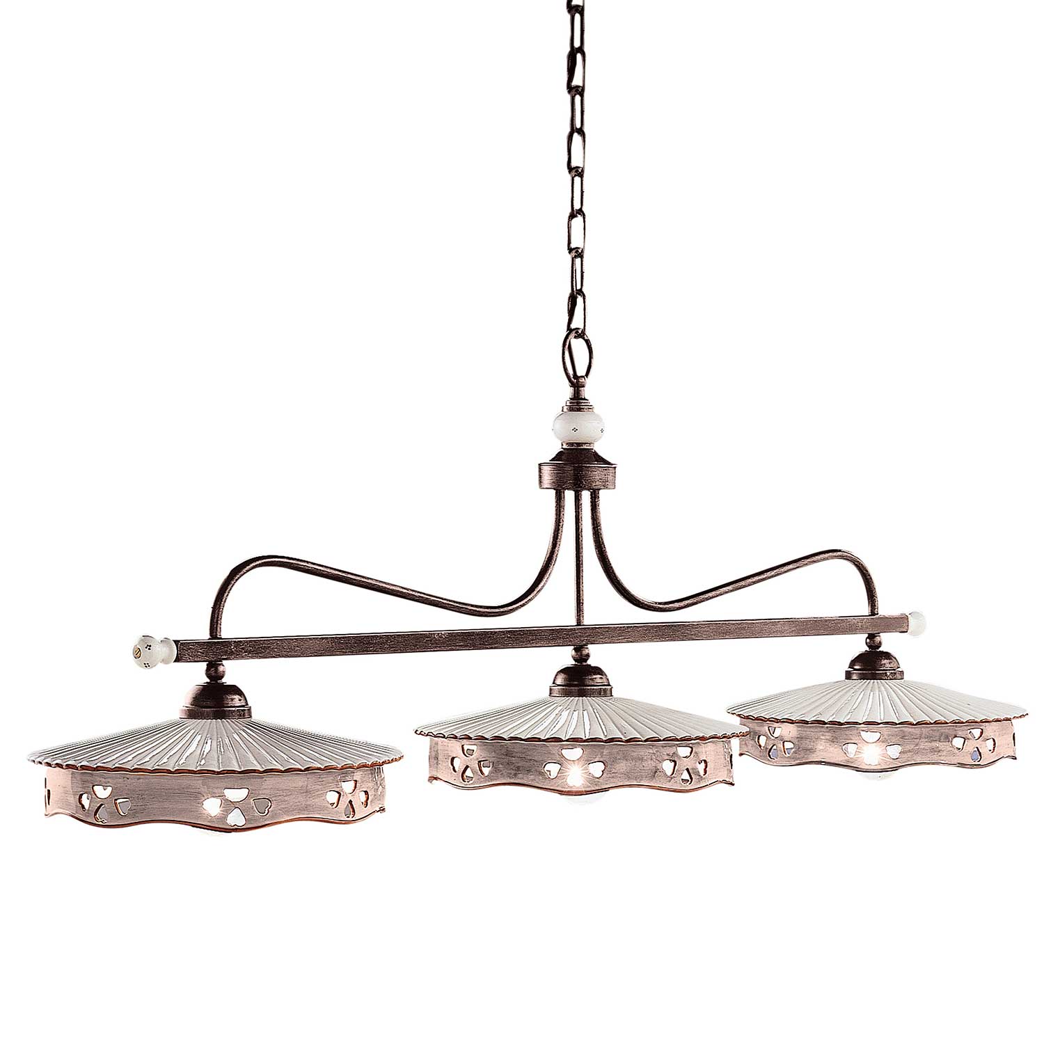 Alessandria - Lustre acier vieilli et céramique style vintage