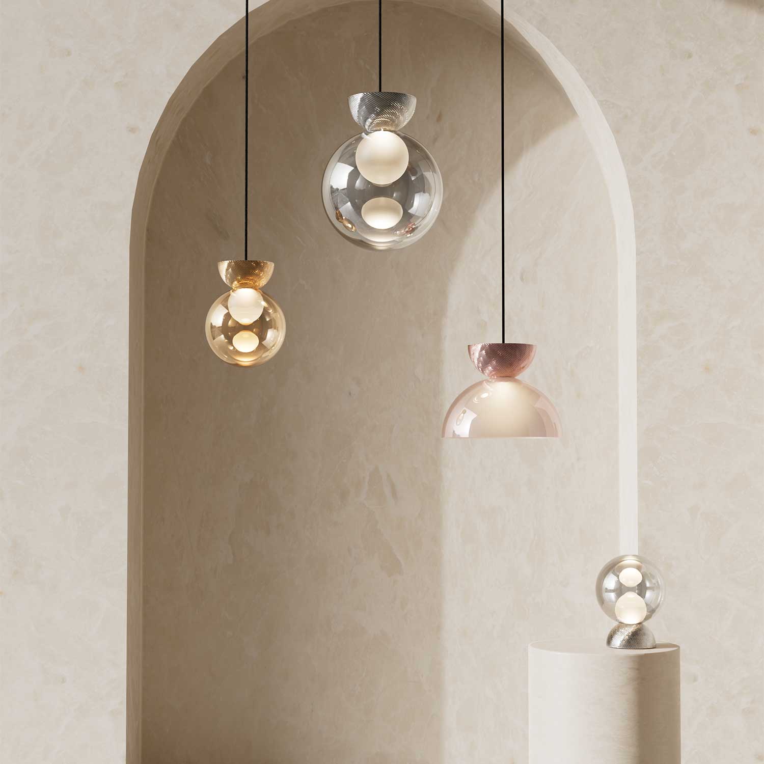 CHARM - Sospensione lussuosa sfera in vetro contemporanea