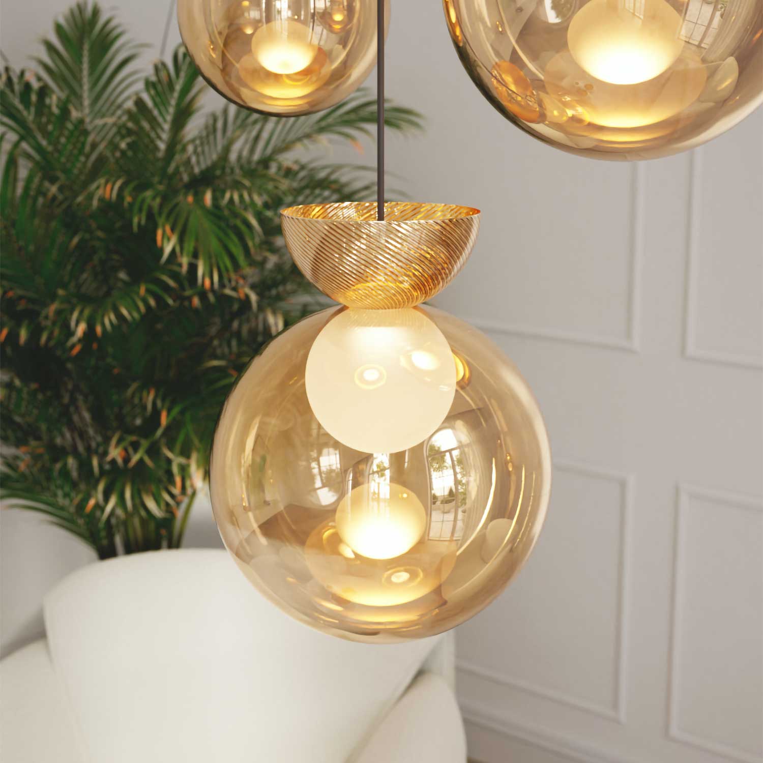 CHARM - Sospensione lussuosa sfera in vetro contemporanea