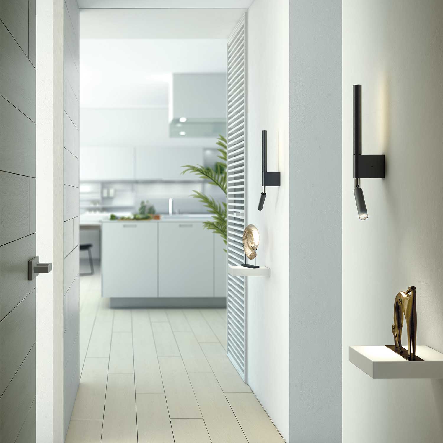 Canut - Aplique de pared con luz de lectura LED de acero para dormitorio