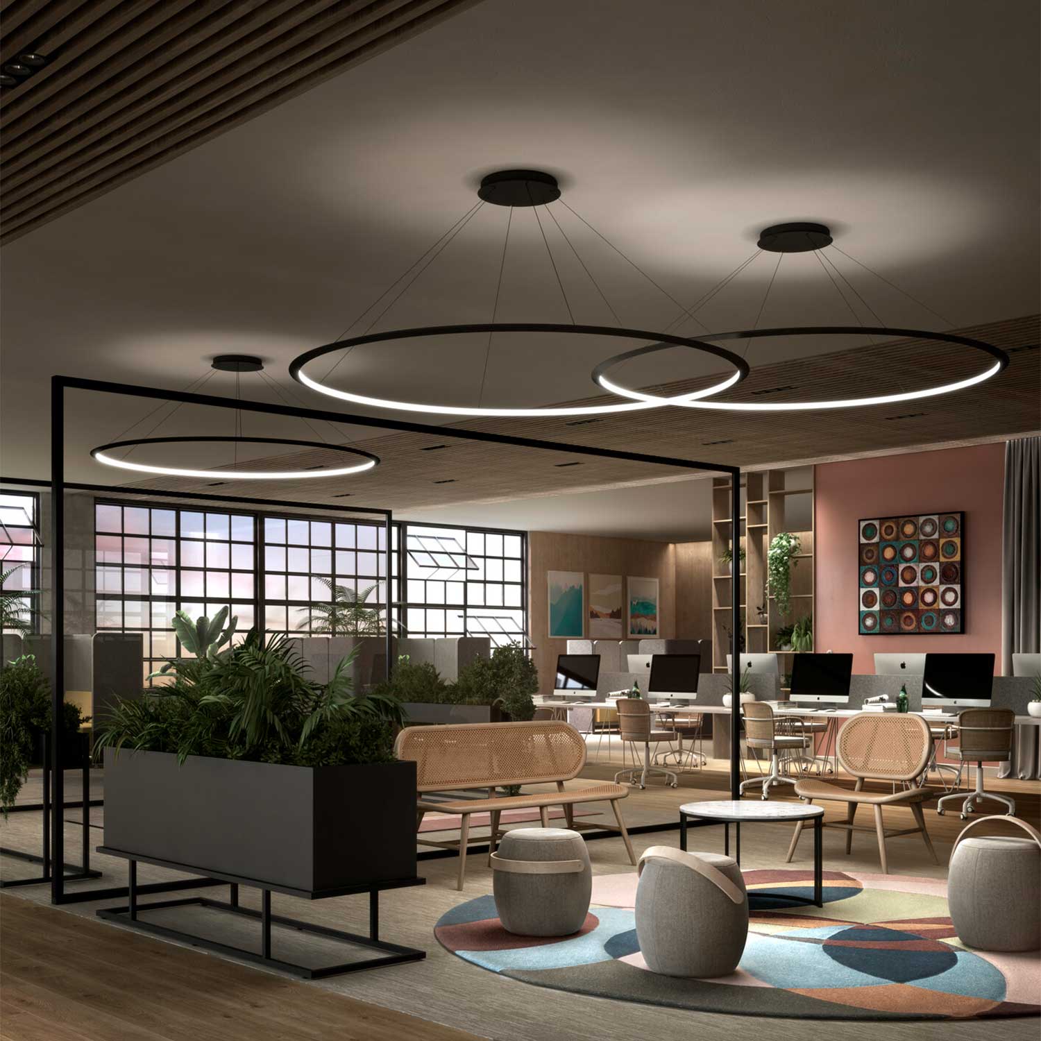 Circular Inward - Gran suspensión LED anillo diseño para salón