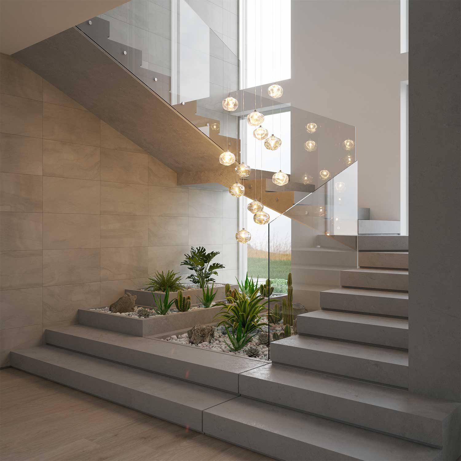 Raw - Luxurious LED glass pendant light for interior design