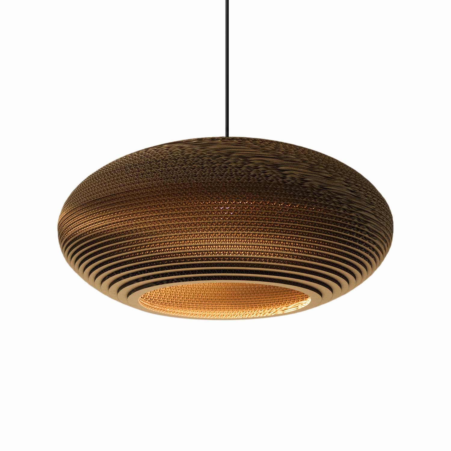 Scraplights Disc - Design suspension in corrugated cardboard for living room