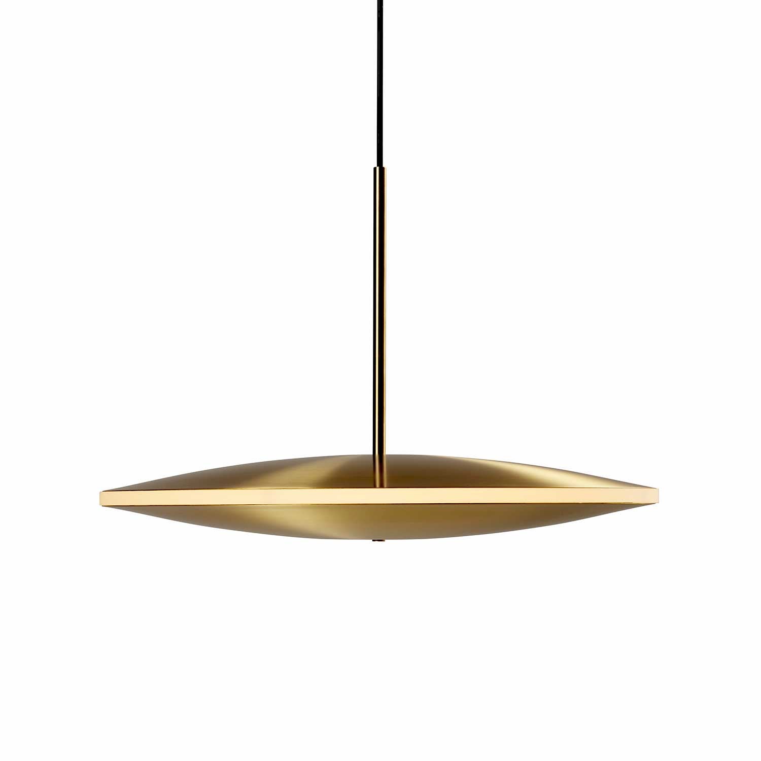 Chrona Dish h - Golden or steel LED suspension lamp for living room