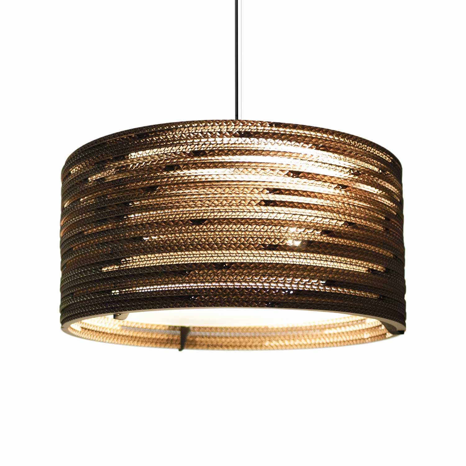 Scraplights Drum - Lámpara colgante para habitación de diseño en cartón reciclado