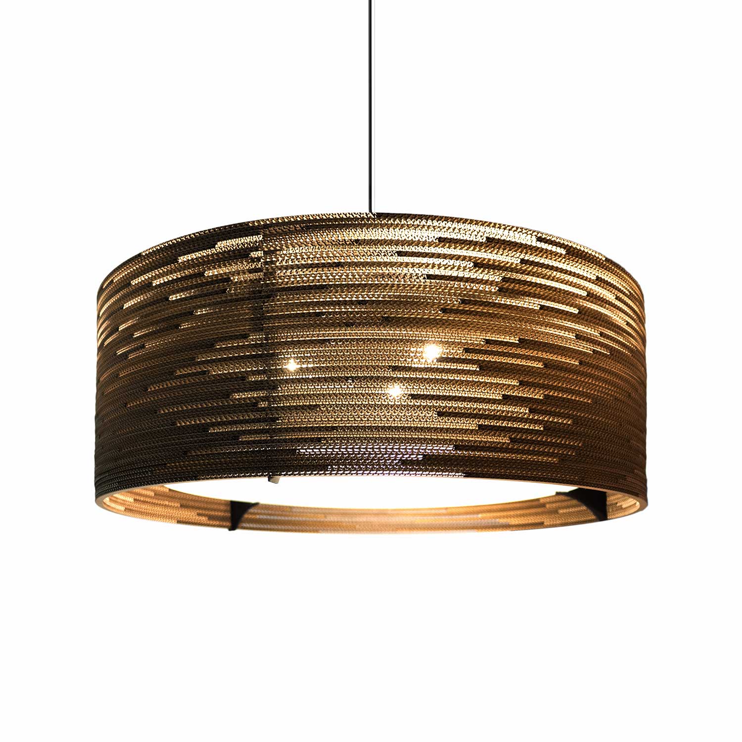 Scraplights Drum - Lámpara colgante para habitación de diseño en cartón reciclado