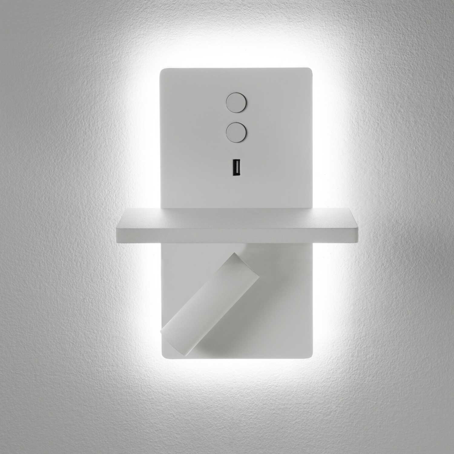 E-lamp - Wall-mounted LED reading light with USB-C charger and wireless charging