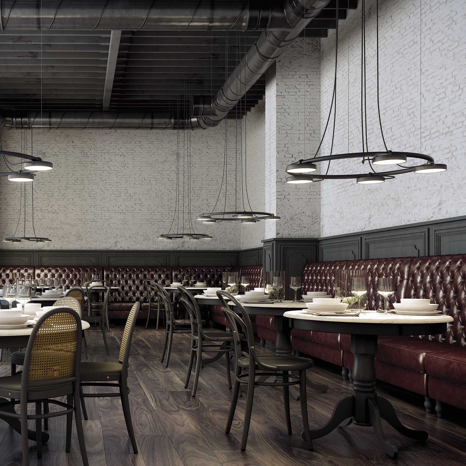 Aro - Contemporary entry hall chandelier with dimmable LED