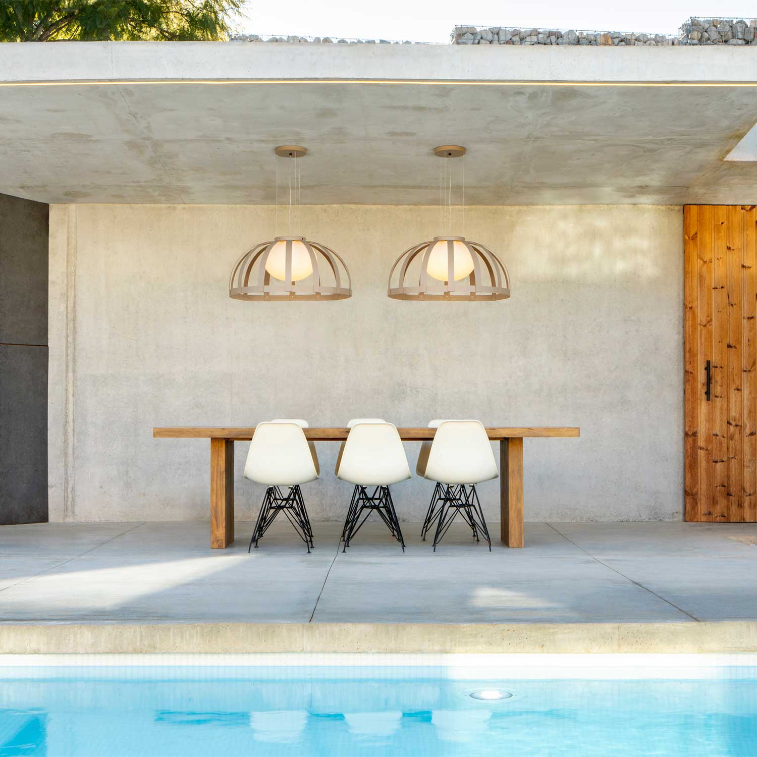 Чаши - Бежевая уличная подвеска с регулируемой светодиодной подсветкой