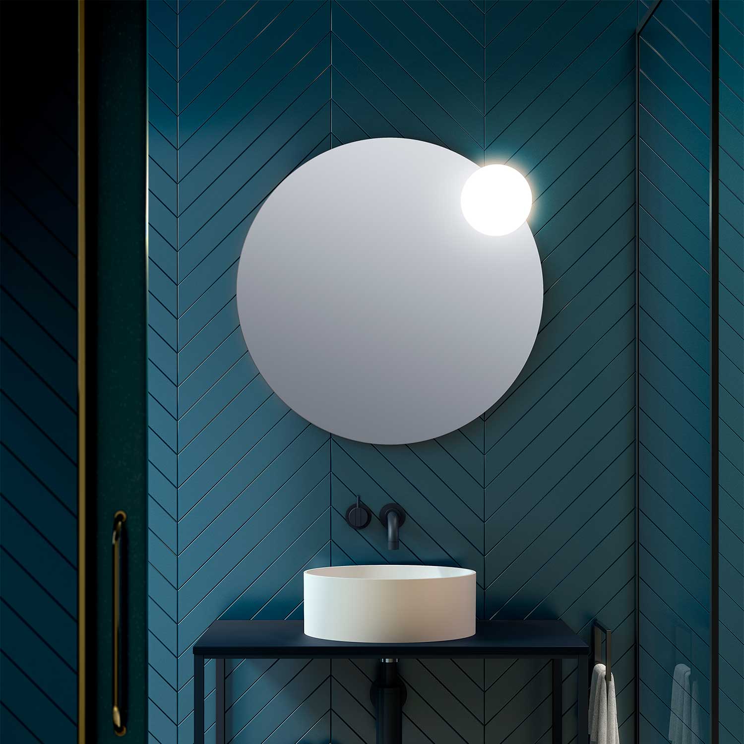 Circ - Grande applique murale miroir ronde pour salle de bain