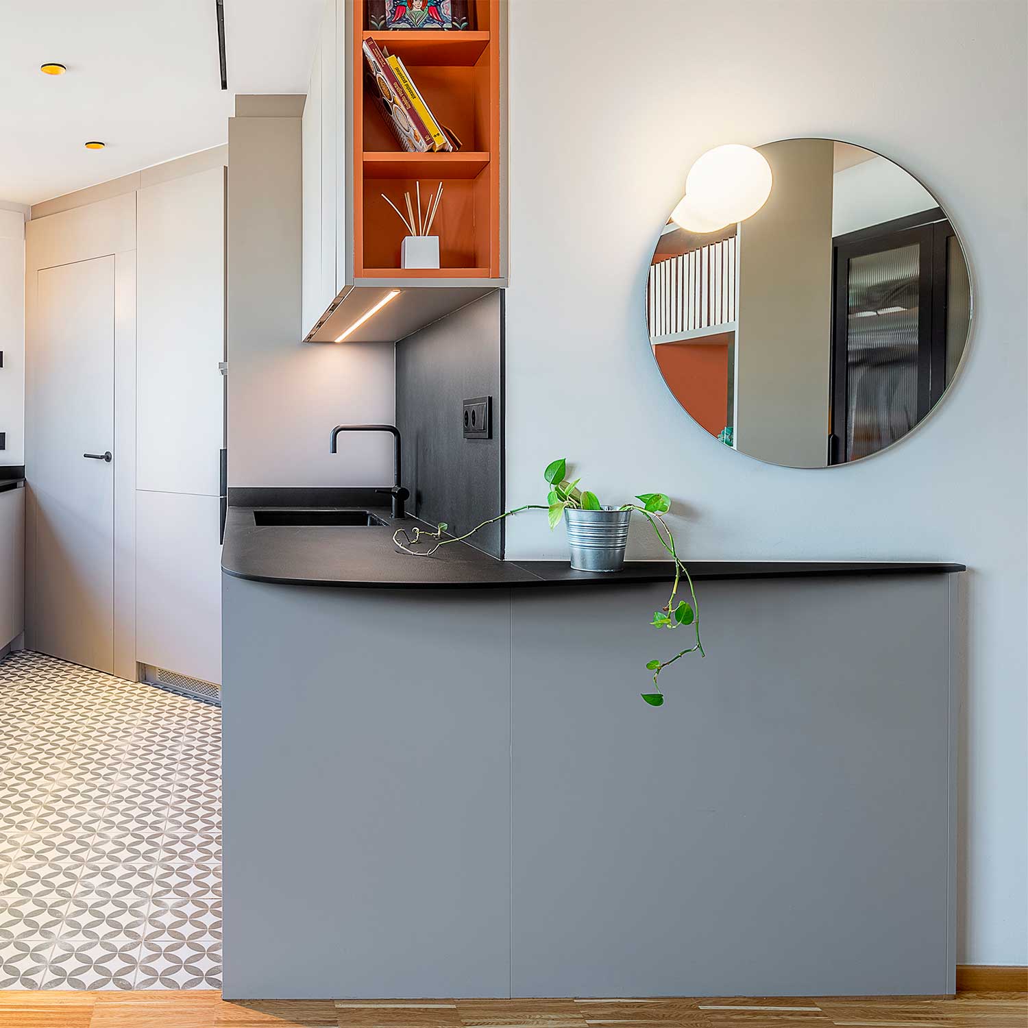 Circ - Large round mirror wall sconce for bathroom