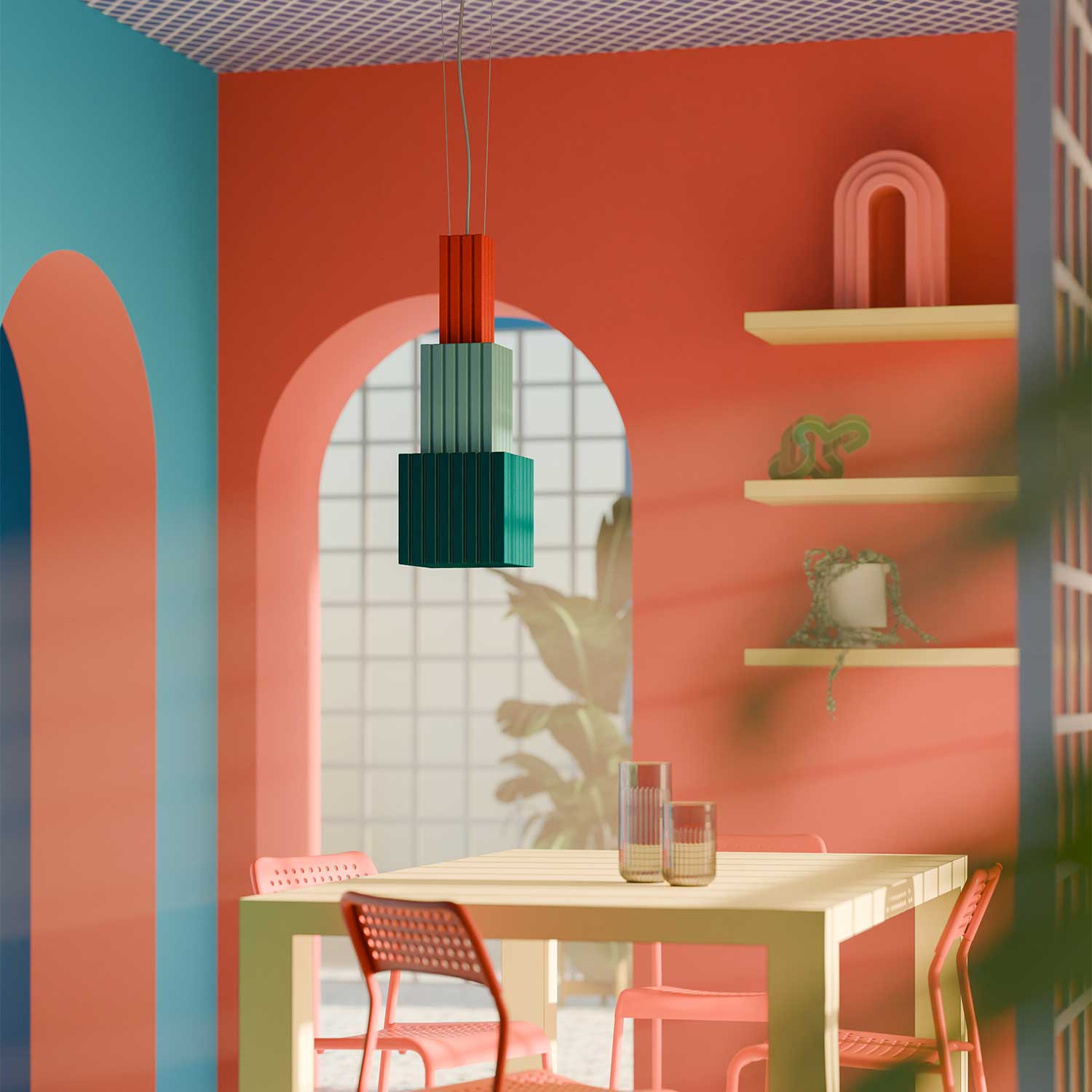 Metra - Suspension design contemporain en céramique pour cuisine